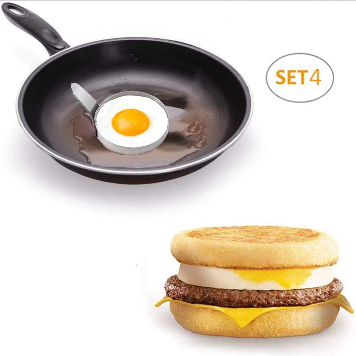 Form,Egg Ring Spiegelei Antihaft für Edelstahl Backform Jormftte Spiegeleiform Pancake