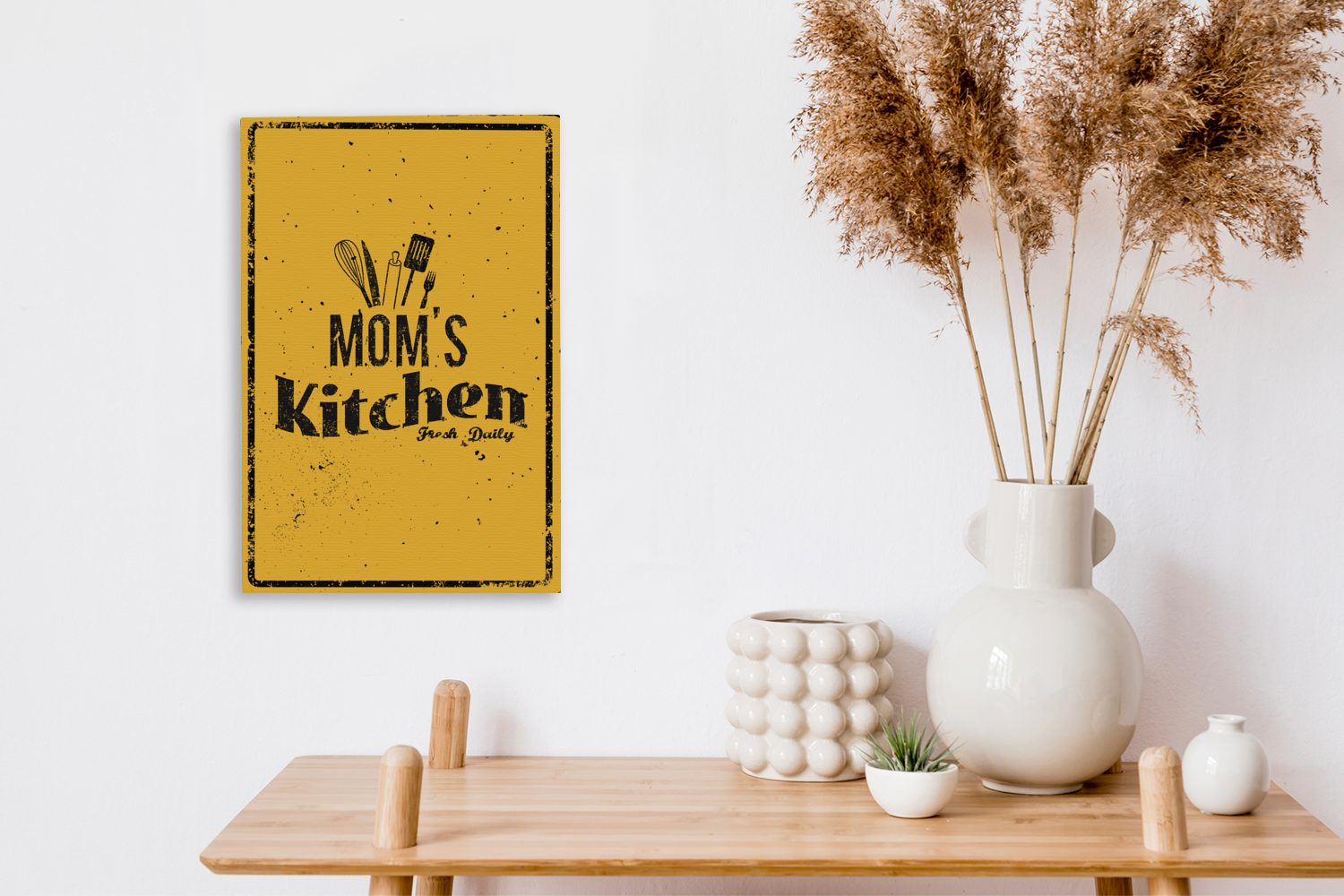 OneMillionCanvasses® Leinwandbild Küche - Mutter fertig inkl. cm 20x30 Leinwandbild (1 bespannt St), - Vintage, Zackenaufhänger, Gemälde