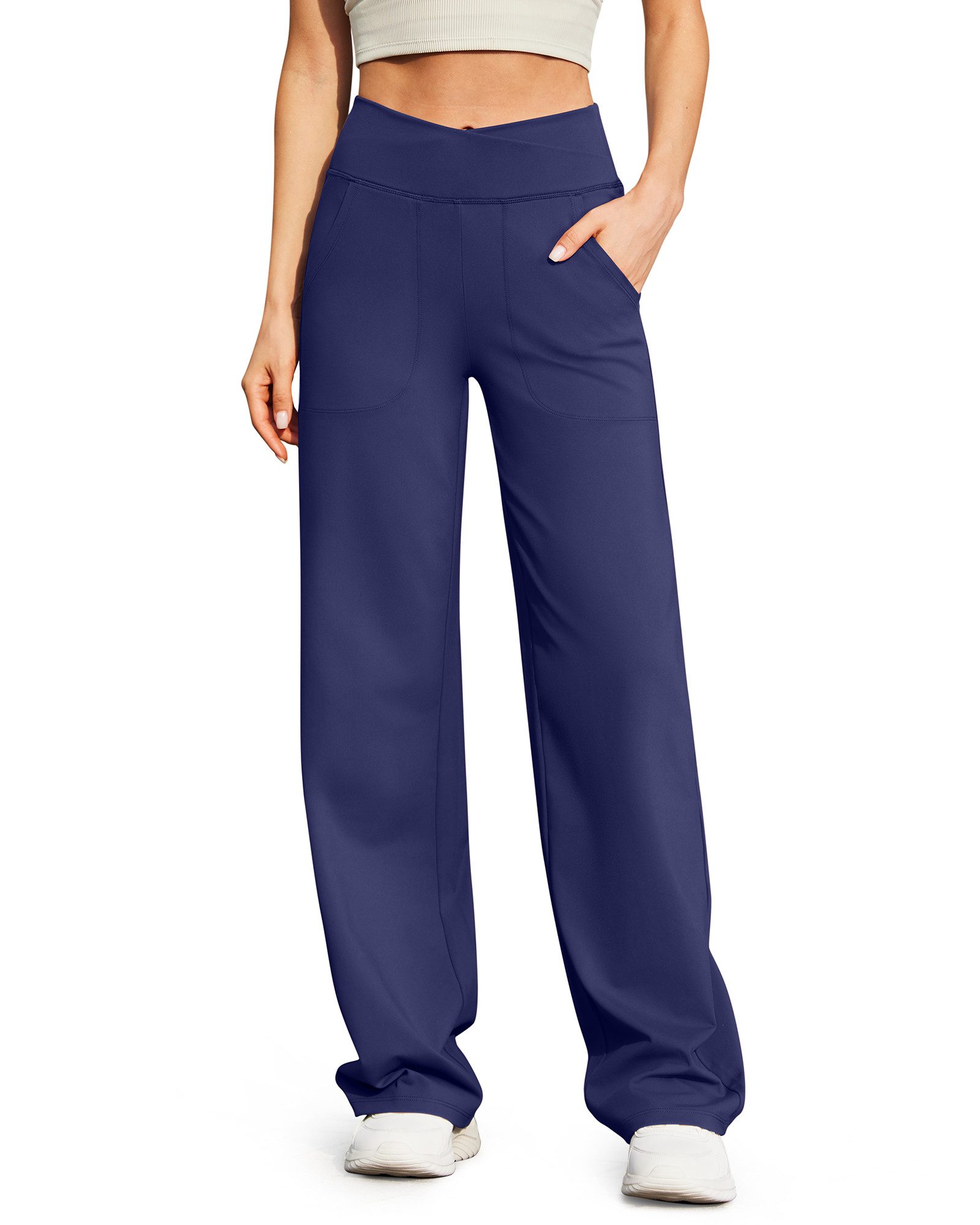 G4Free Jogginghose Damen Jogginghose Hohe Taille Weites Bein Yoga & Alltag Jogginghose mit Taschen