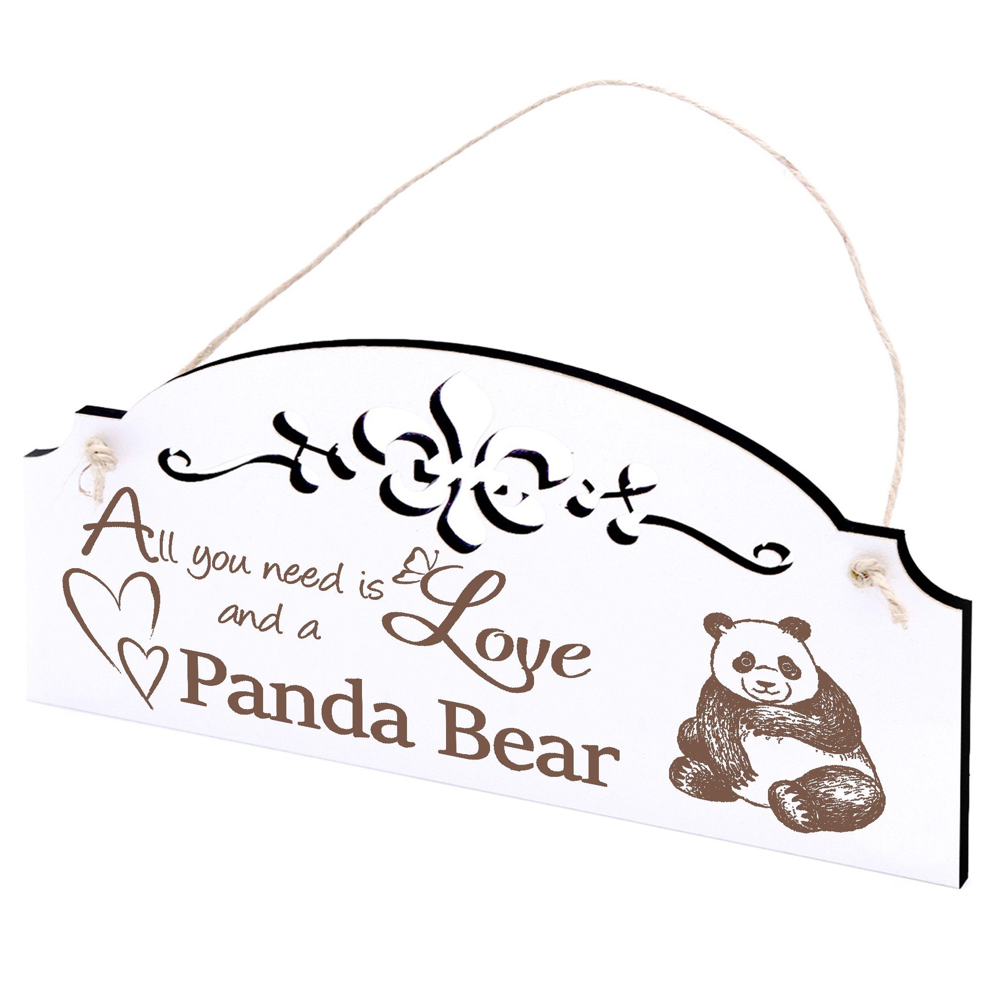 Dekolando Hängedekoration Panda Bär Deko 20x10cm All you need is Love