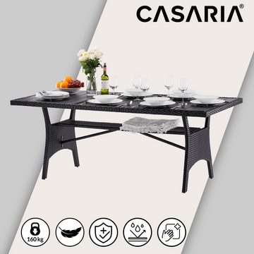 Casaria Gartentisch (1-St), Polyrattan 190x90x74cm mit Ablage WPC-Tischplatte Höhenverstellbar