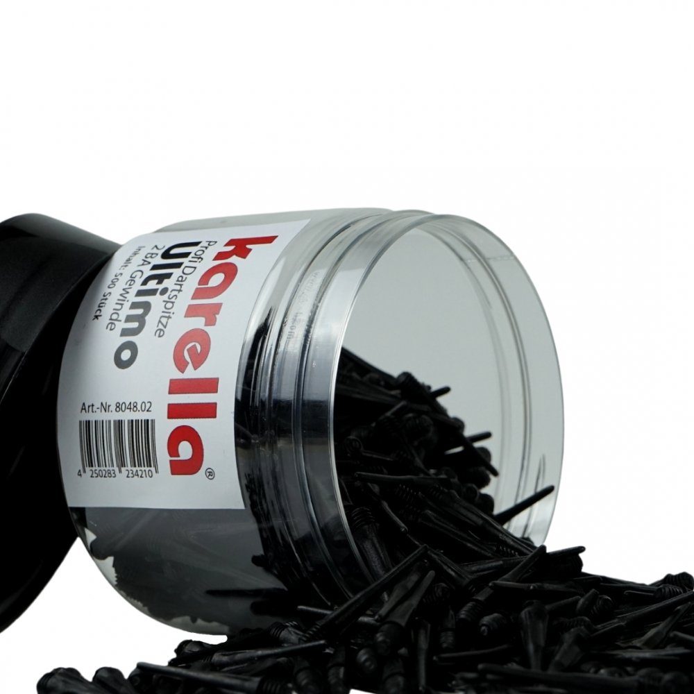 Karella Dartpfeil Softspitzen Ultimo 500 St. in Dose 2BA Gewinde Schwarz