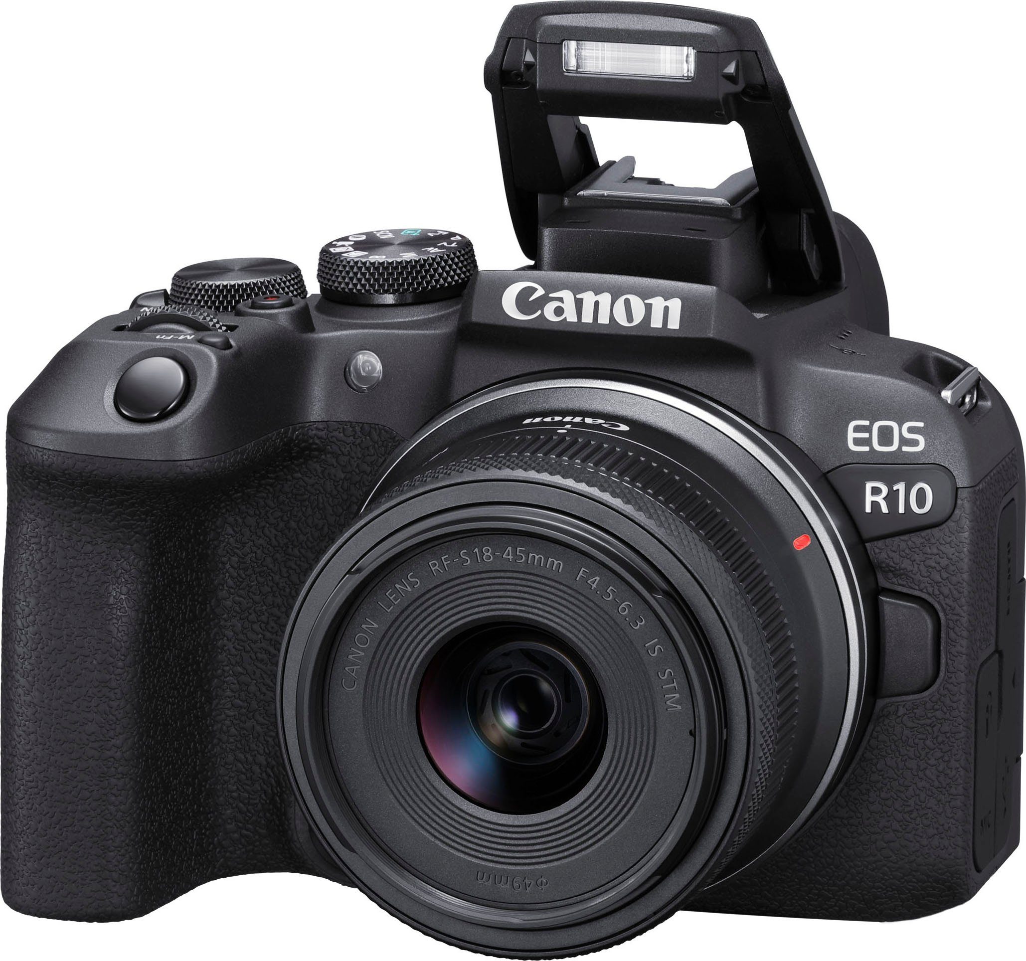 18-45mm (RF-S 24,2 IS MP, EOS 18-45mm Canon R10 inkl. Bluetooth, RF-S STM, Objektiv) F4.5-6.3 Systemkamera WLAN,