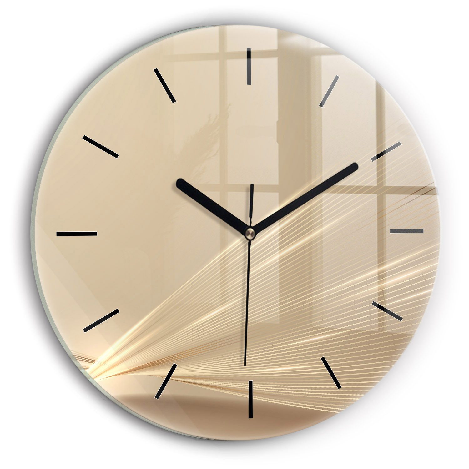 Wanduhr Glasuhr Abstraktes Licht Runde Moderne Uhr aus Gehärtetem Glas