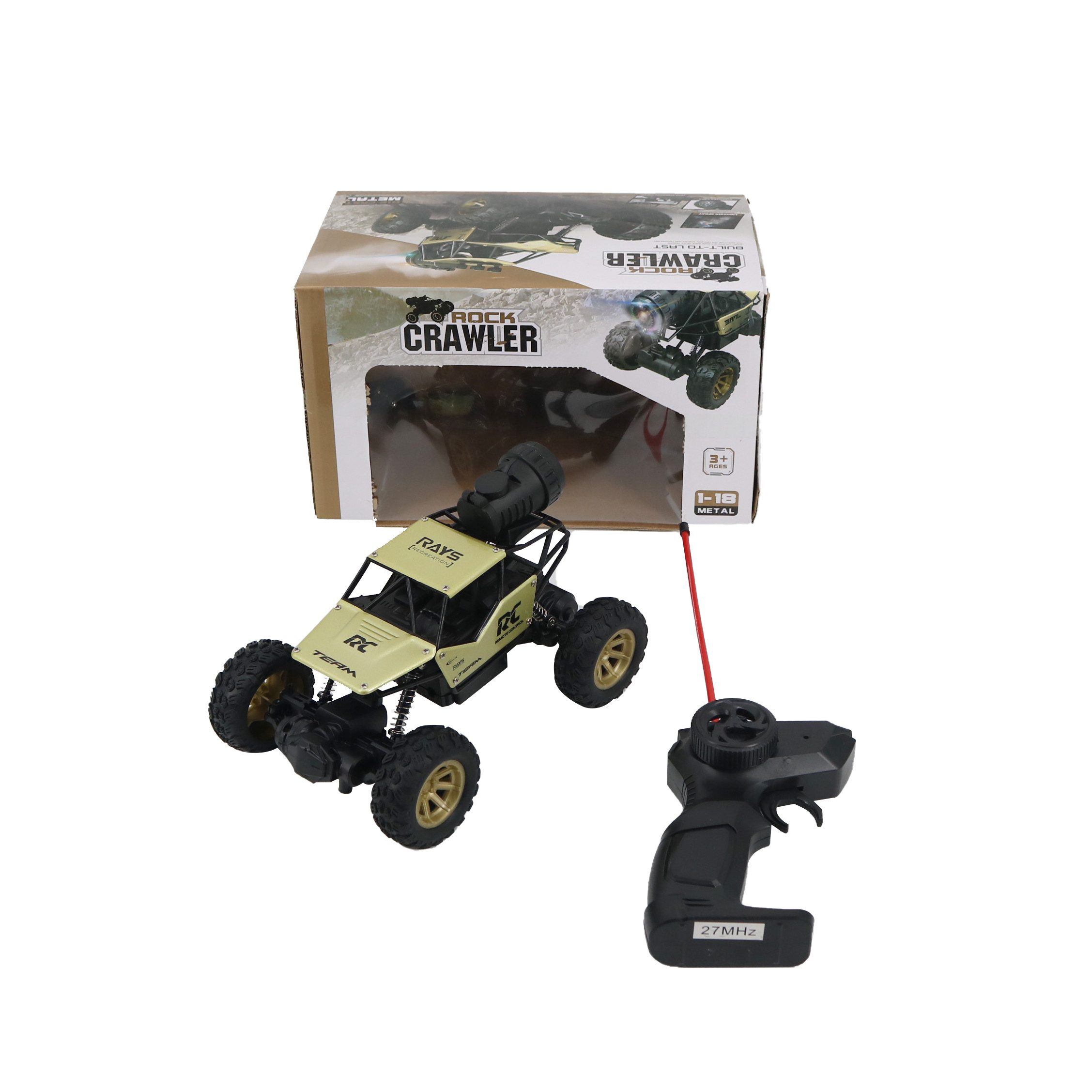 FUNFY RC-Auto 1:18 Rock Crawler RC-Spielzeugauto mit Allradantrieb (griffigeren Reifen, Aluminiumkarosserie und wiederaufladbarer Batterie, Mit 4 weichen Aufhängungen, Doppelmotor, Blitznebelspray), Hohe Geschwindigkeit, All-Terrain & bis zu 40 Min. Laufzeit.