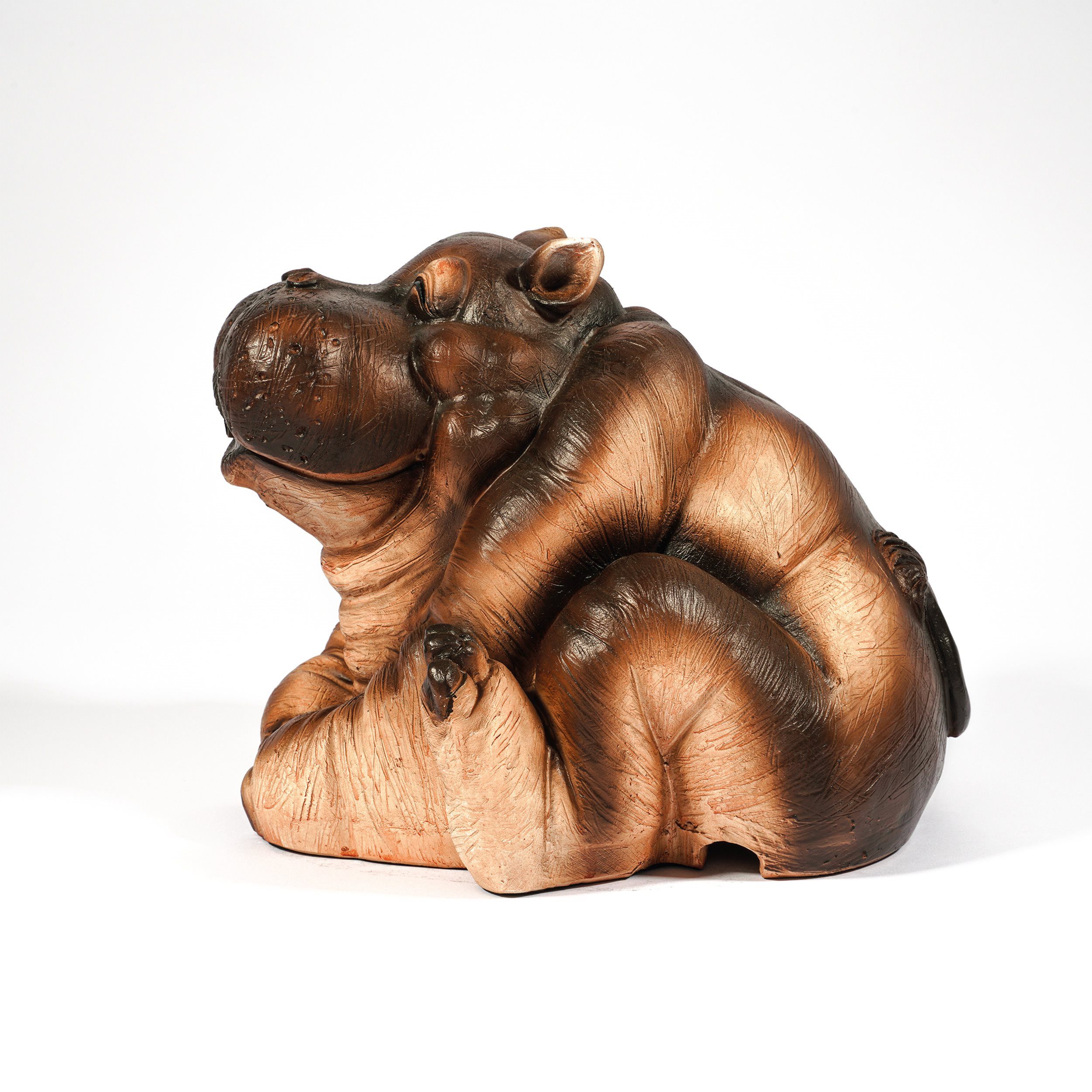esotec Wasserspeier Figur sitzendes Flusspferd Hippo mit Schlauch 1,5m, 25x22x26cm 100740 (Komplettset) – Bild 5 von 5