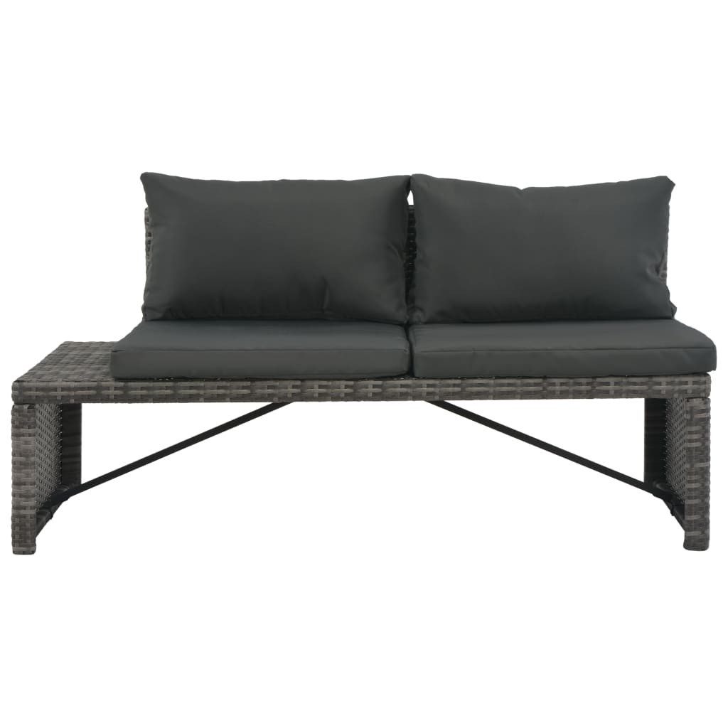 vidaXL Loungesofa 3-tlg. Garten-Lounge-Set mit Polstern Poly Rattan Grau
