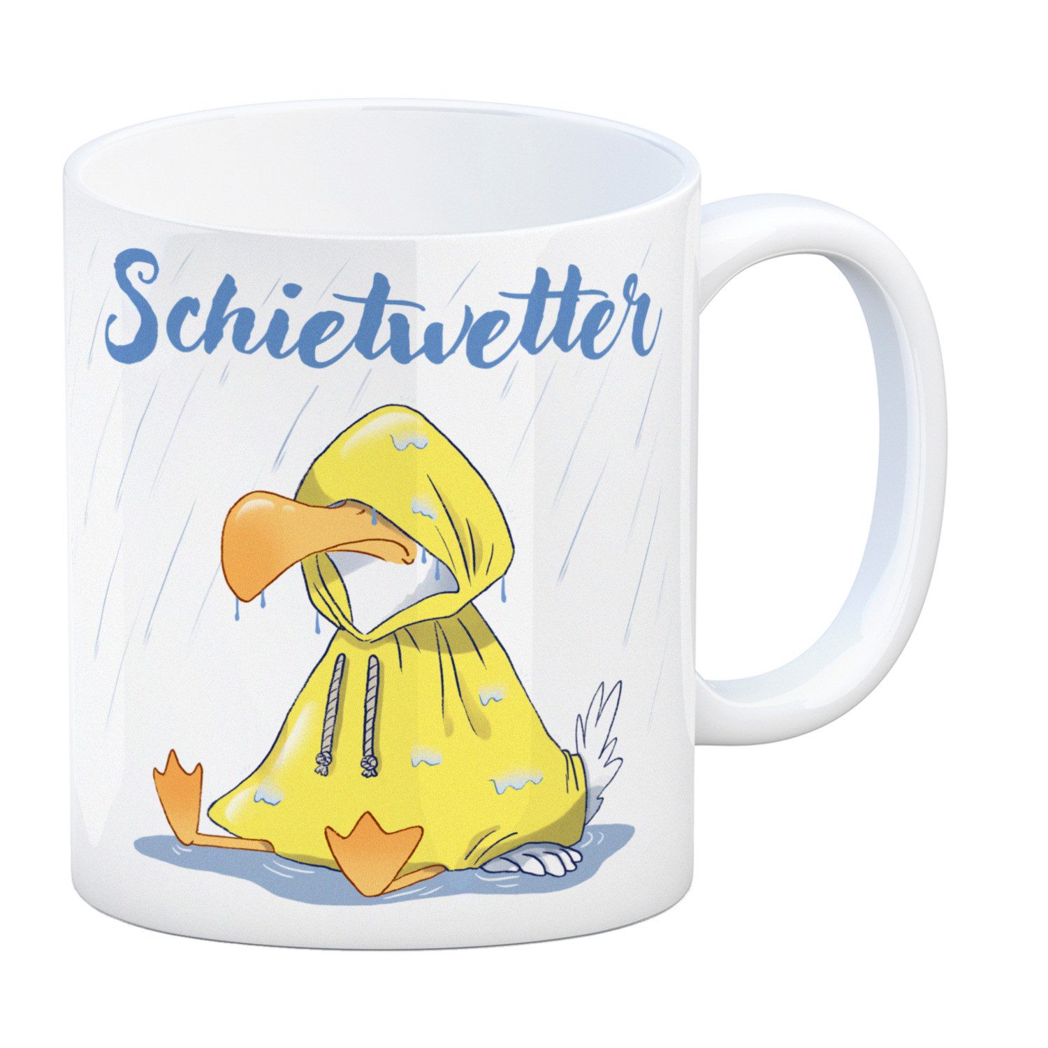 speecheese Tasse Möwe Kaffeebecher mit Spruch Schietwetter