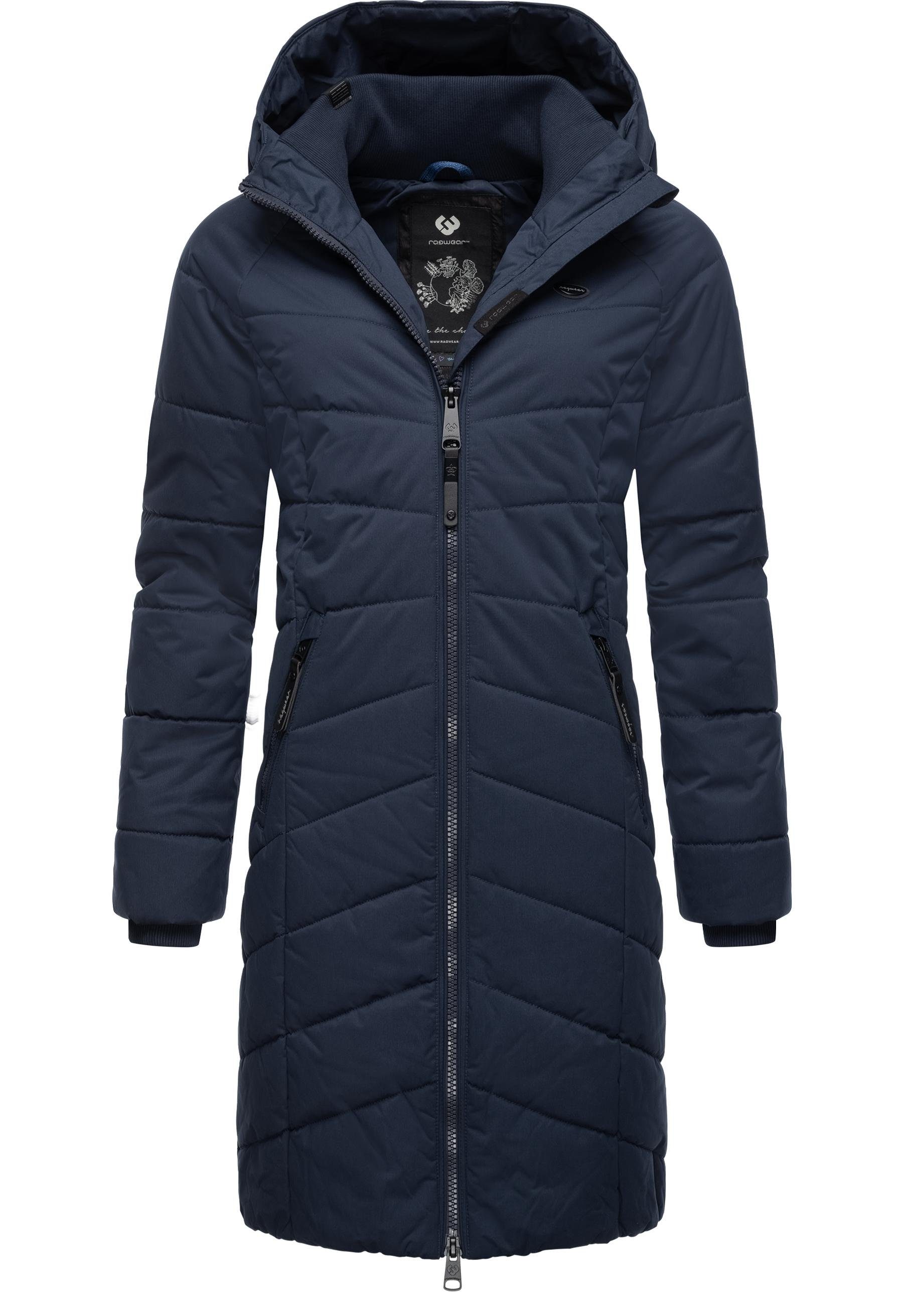 Dizzie Coat mit Steppmantel gesteppter gefütterter Kapuze navy stylischer, Winterparka Ragwear