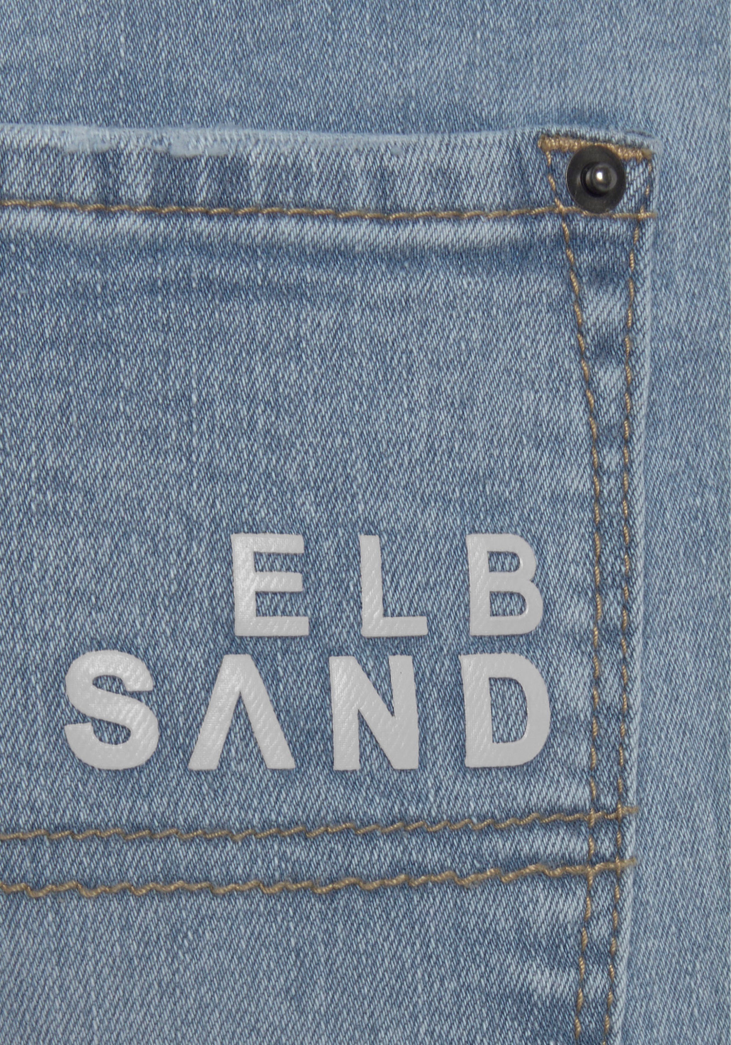 Elbsand Slim-fit-Jeans mit Logodruck, schmale Passform, softe Denimqualität