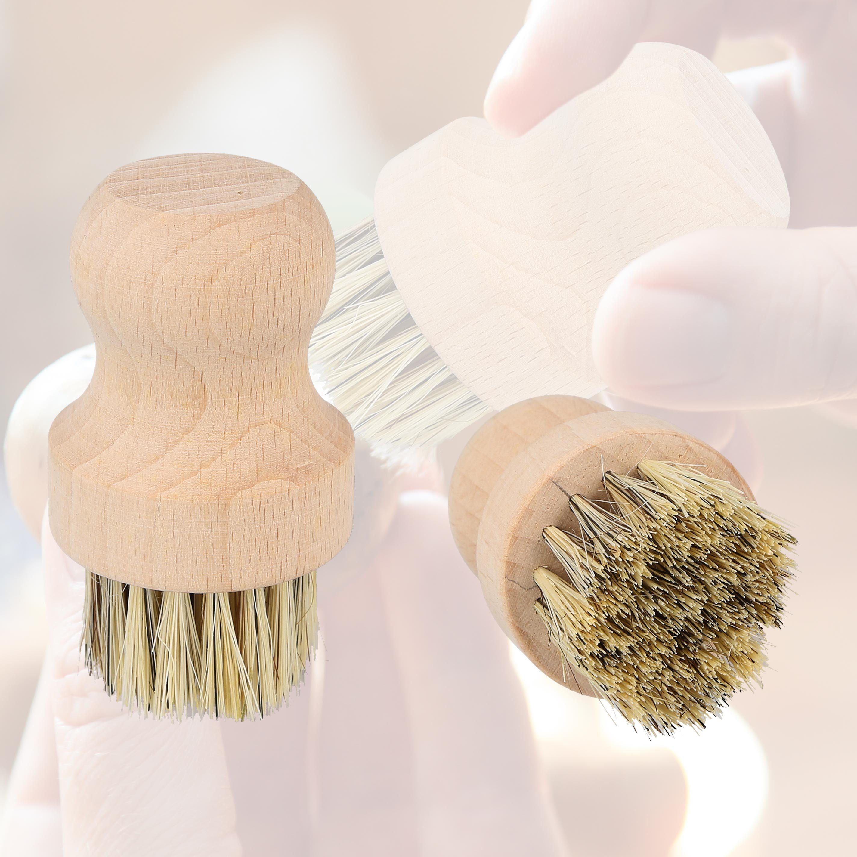 Lantelme Reinigungsbürsten-Set Obst und Gemüsebürsten 4 teilig Obstbürste Gemüse Kartoffel Bürsten, (4-tlg), naturbelassenes Holz