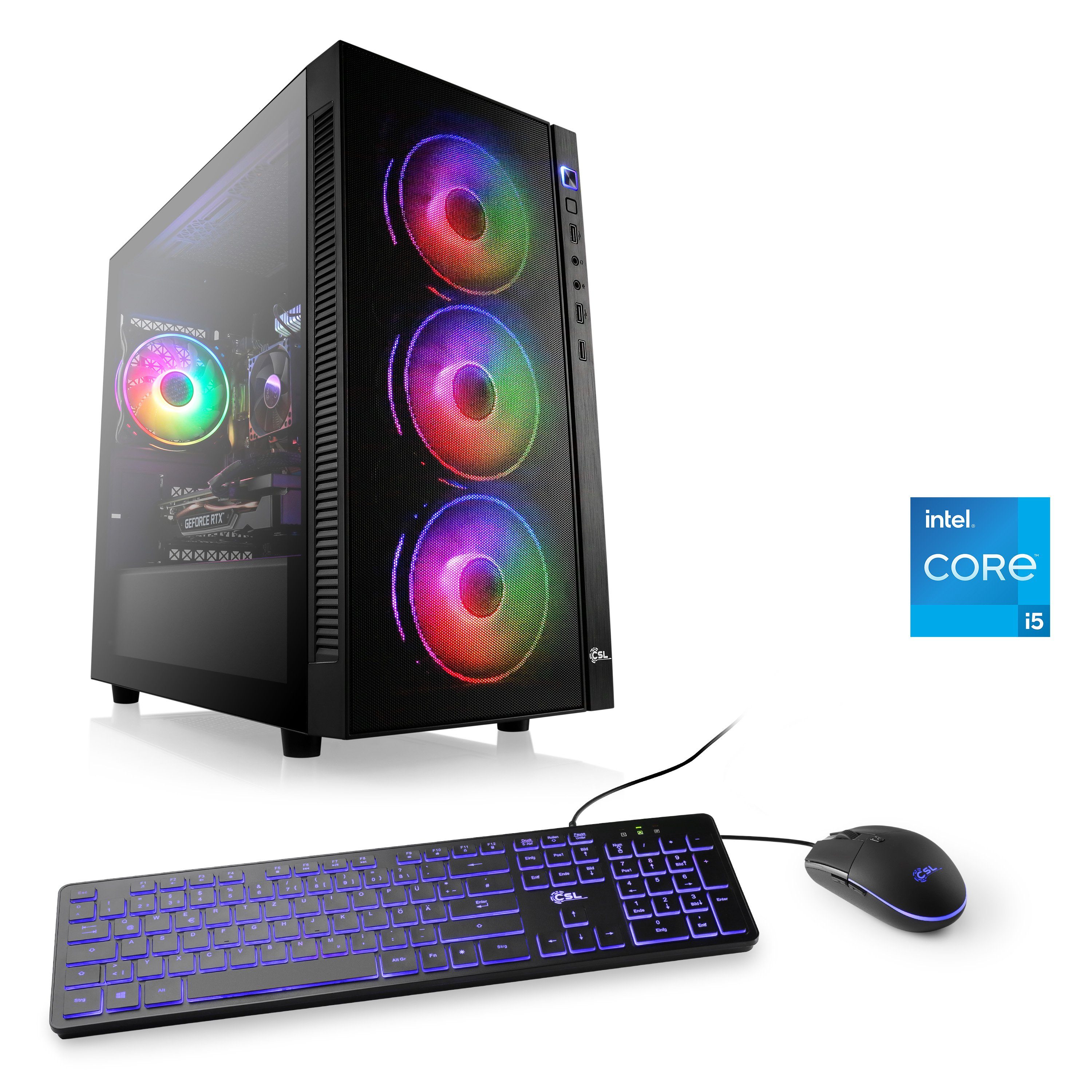 CSL 88295 Gaming-PC (Intel® Core i5 13400F, NVIDIA GeForce RTX 4070, 16 GB RAM, 1000 GB SSD, Luftkühlung)