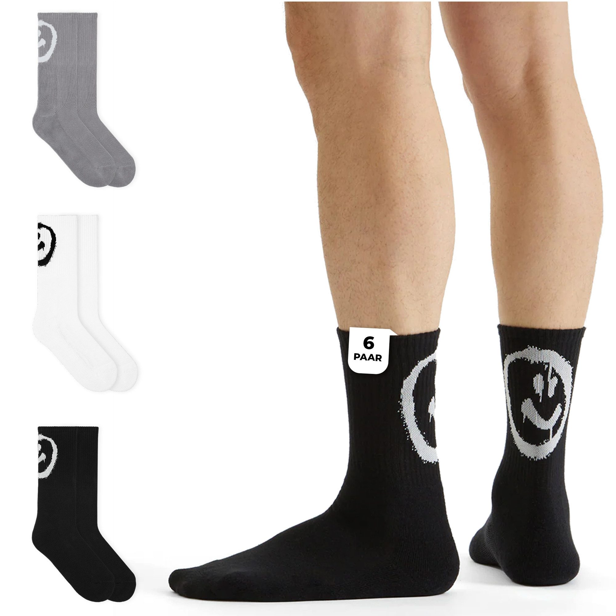 Tennissocken Smiley Bio-Baumwolle 35-46 Unisex