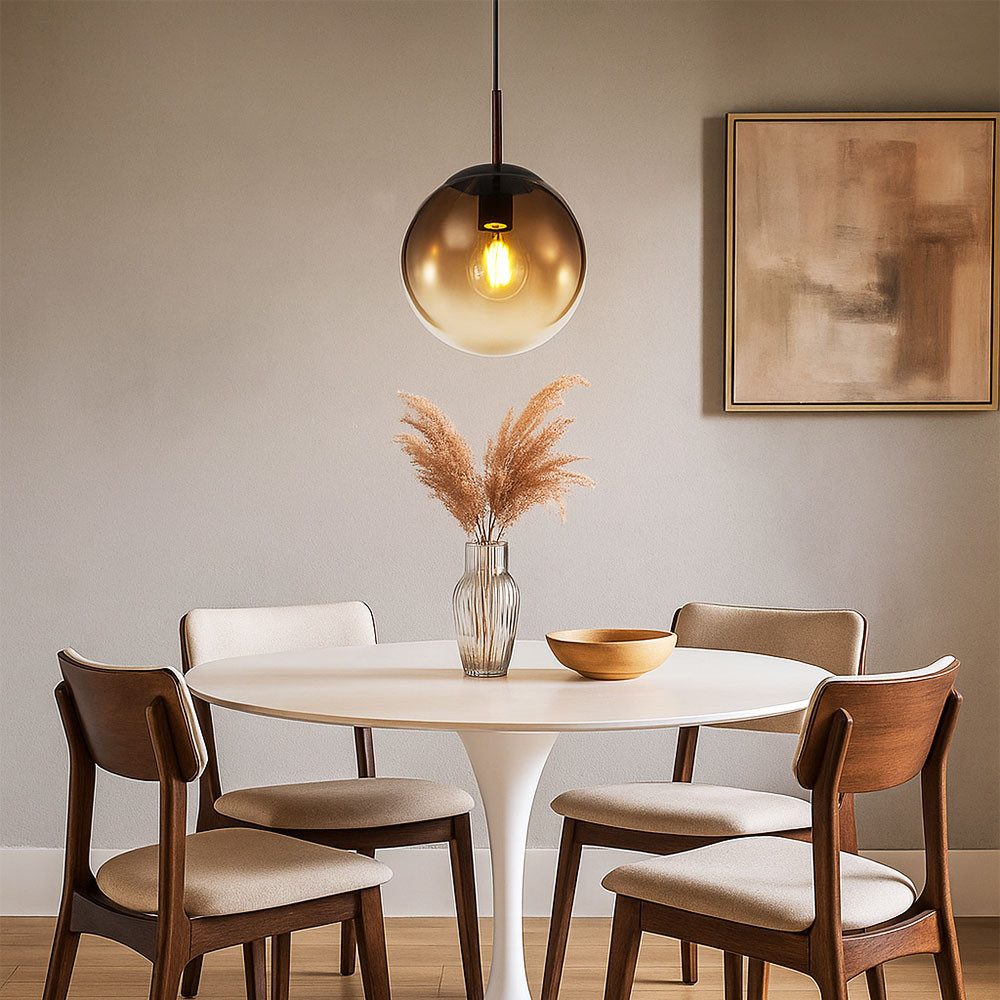 GLOBO LIGHTING LED-Hängeleuchte, Leuchtmittel inklusive, Warmweiß, LED Pendelleuchte Pendellampe Wohnzimmer Glas Kugel Hängelampe