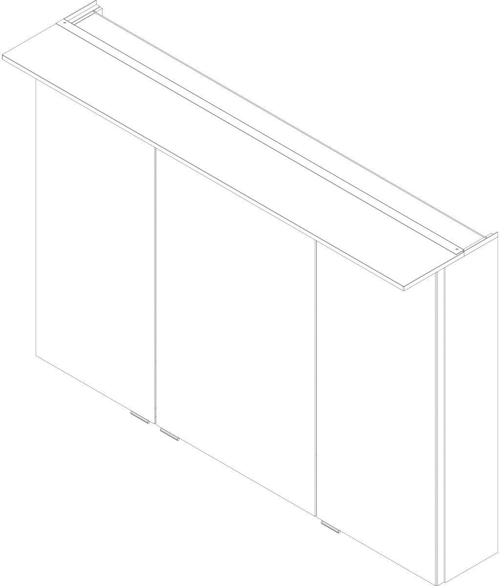 Breite PE FACKELMANN und - beleuchtetem 100 Unterboden weiß Spiegelschrank Türen Badmöbel 100 3 cm, mit