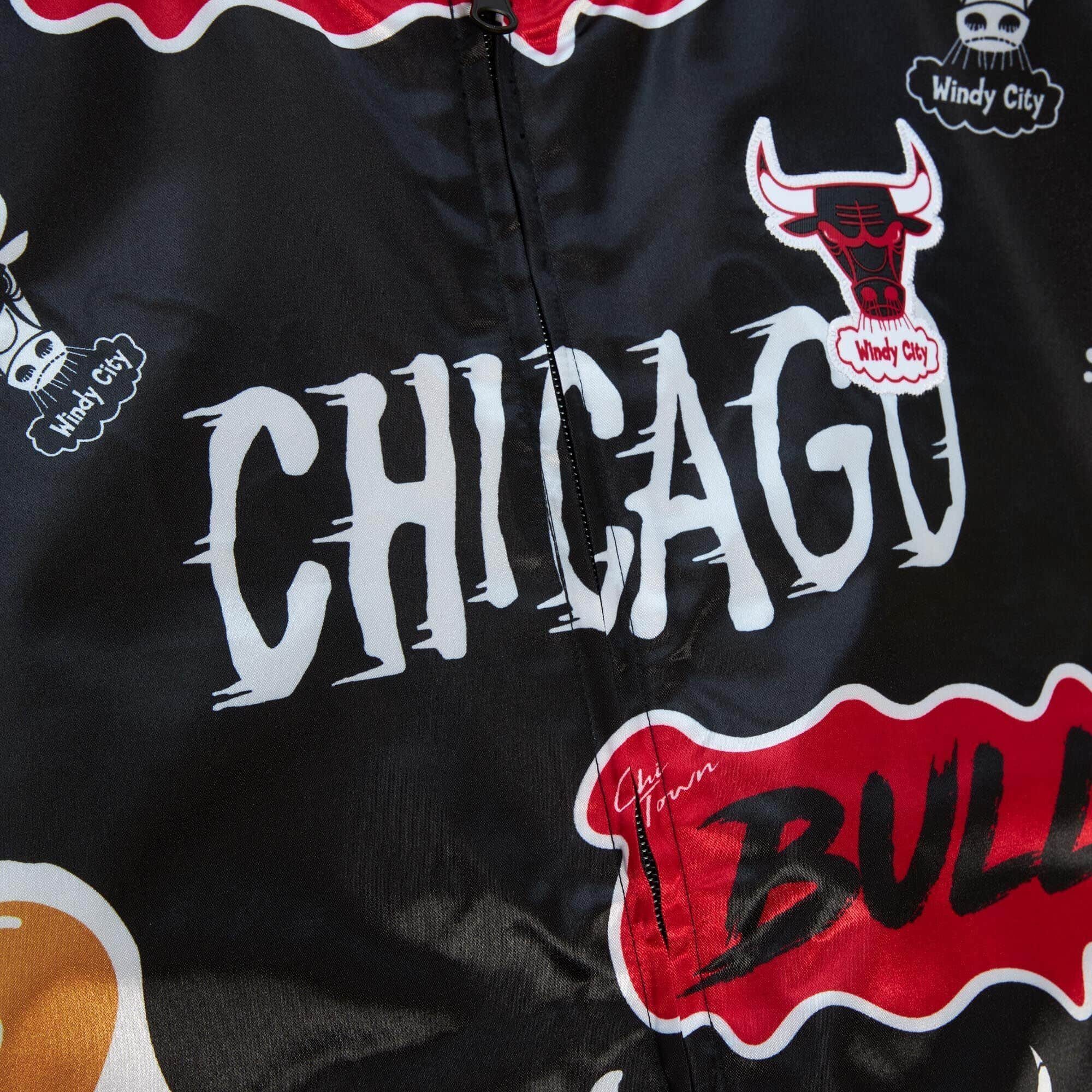 Ness & Reversible Sticker Mitchell Jacket Bulls Slap Chicago Windbreaker