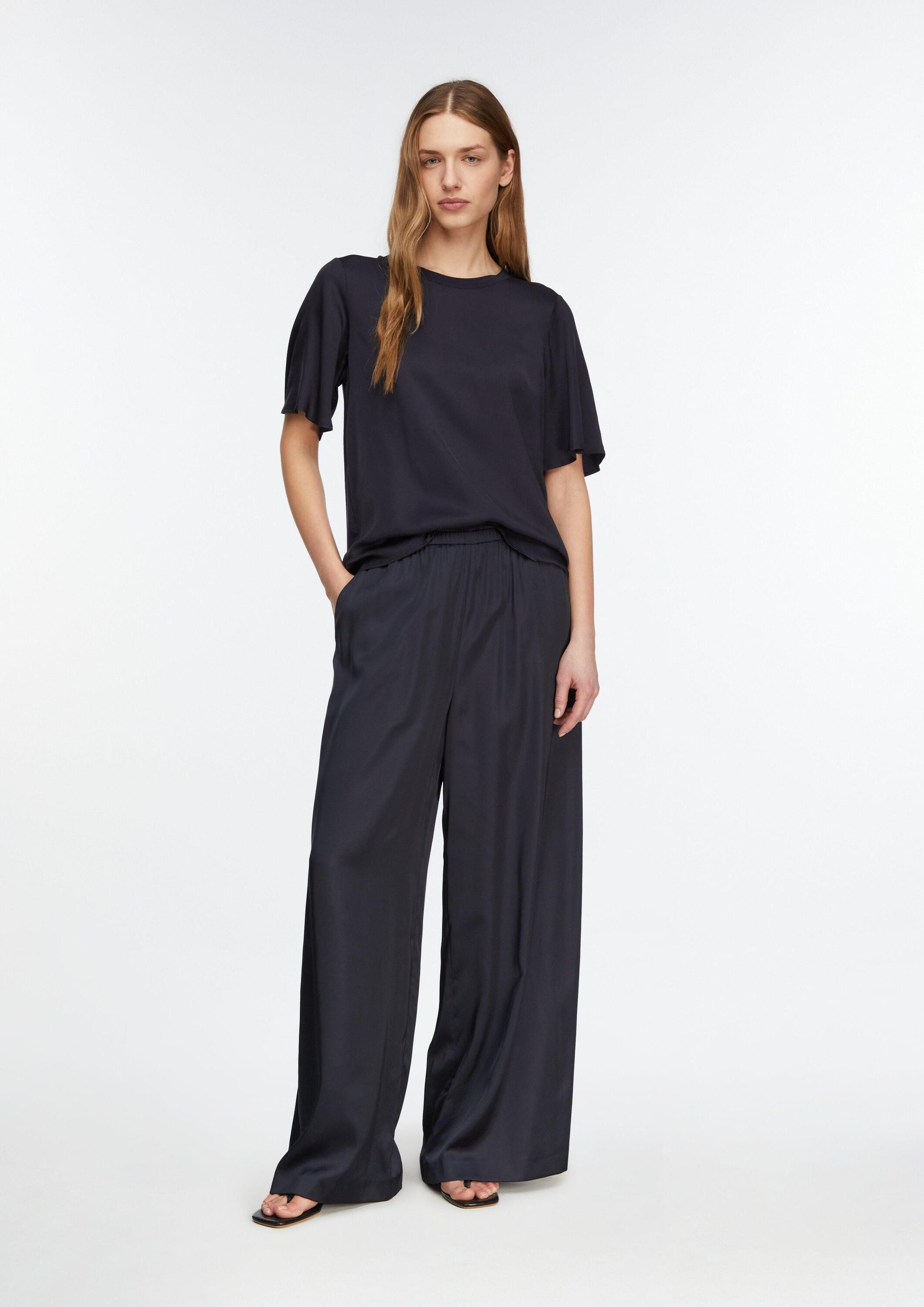 comma Chinos Hose Wide-Leg-Hose aus Satin