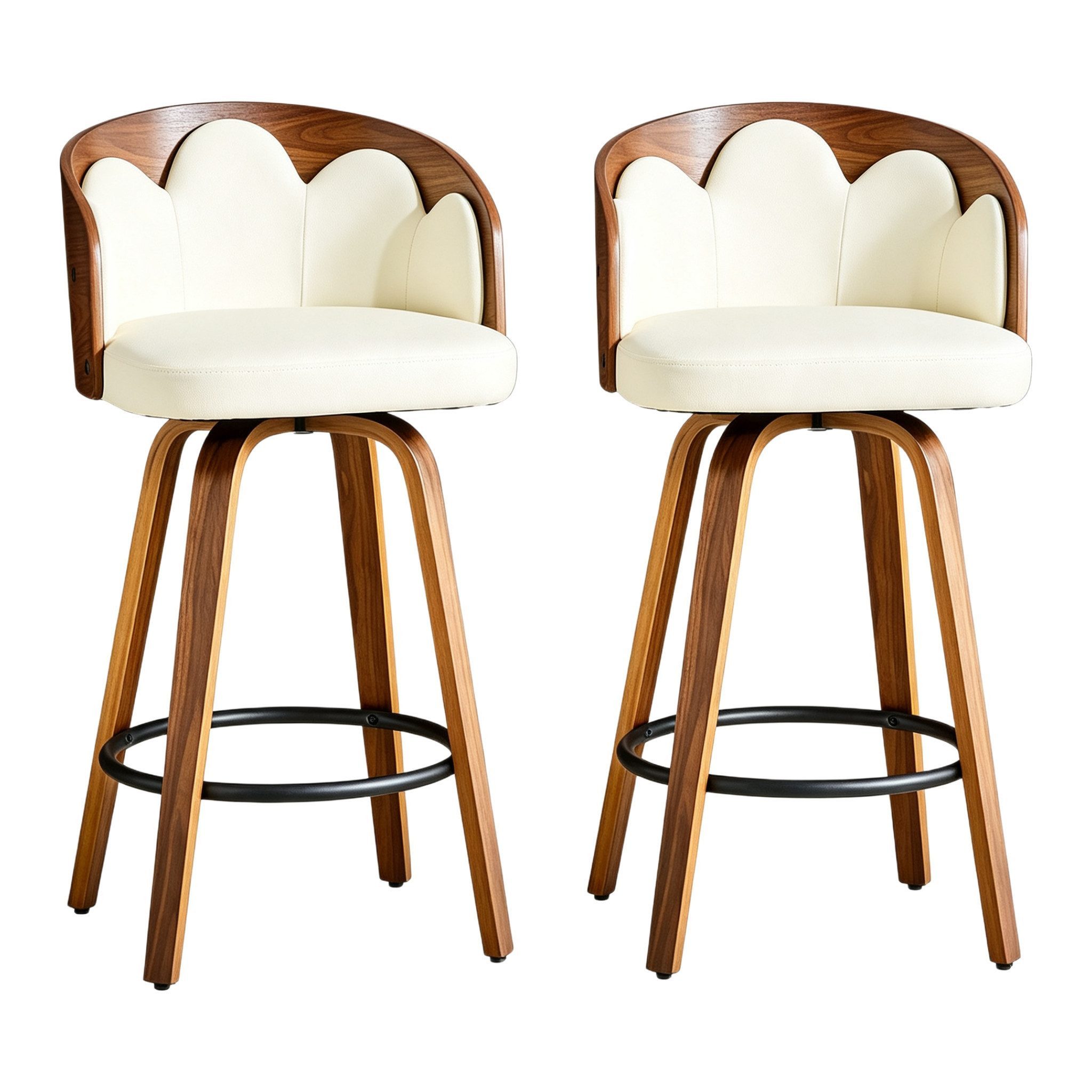gopop Barhocker mit blumenförmiger Rückenlehne, 2er Set Barstuhl (2 St), 360° drehbarer Thekenhocker aus gebogenem Biegeholz