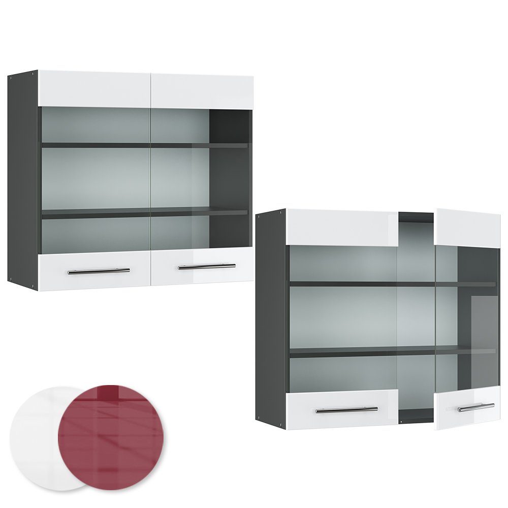 Vicco Glashängeschrank Fame-Line, Weiß Hochglanz/Anthrazit, 80 cm (1-St) – Bild 5 von 5