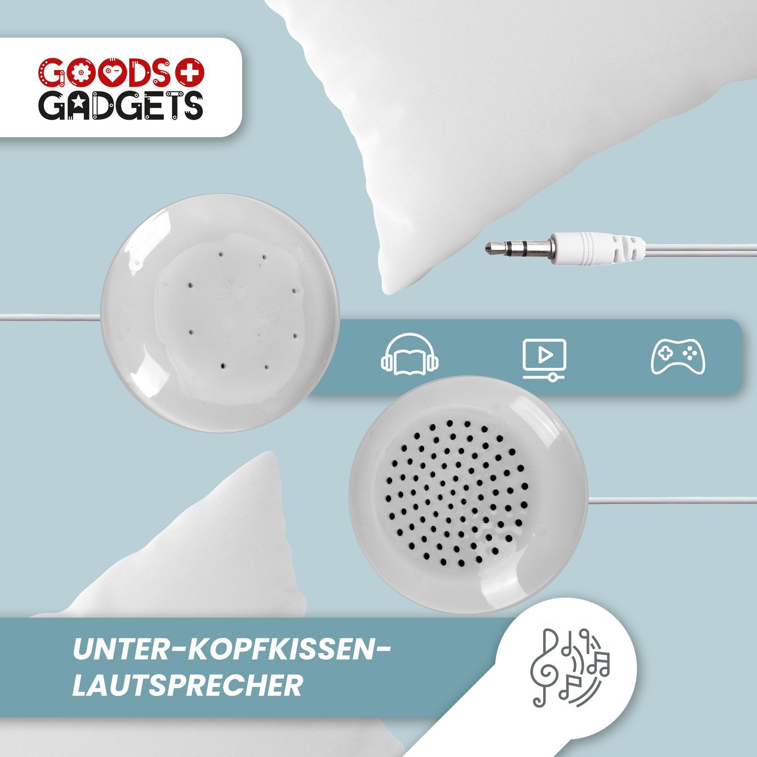 Goods+Gadgets Duo Kopfkissen Lautsprecher HiFi-Kopfhörer (Kissen-Boxen)