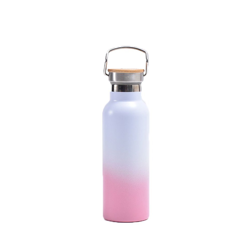 GelldG Becher Trinkflasche Edelstahl, auslaufsicher, Thermoskanne mit Strohhalm rosa