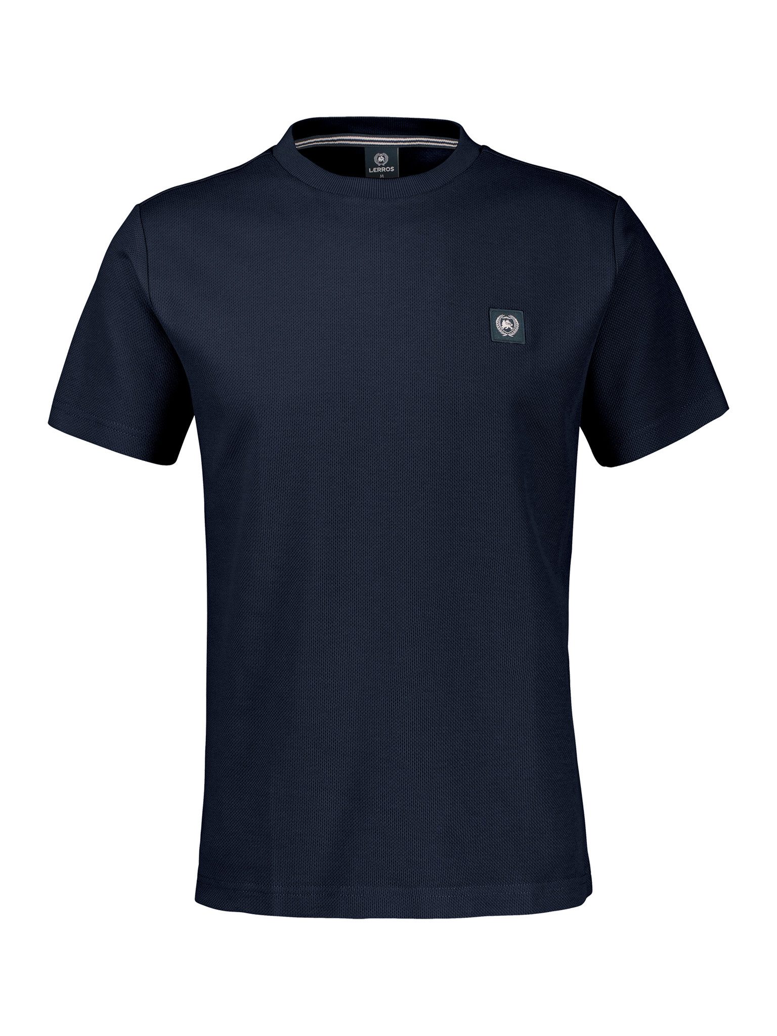 LERROS Rundhalsshirt mit Logo-Badge und in Waffle-Optik