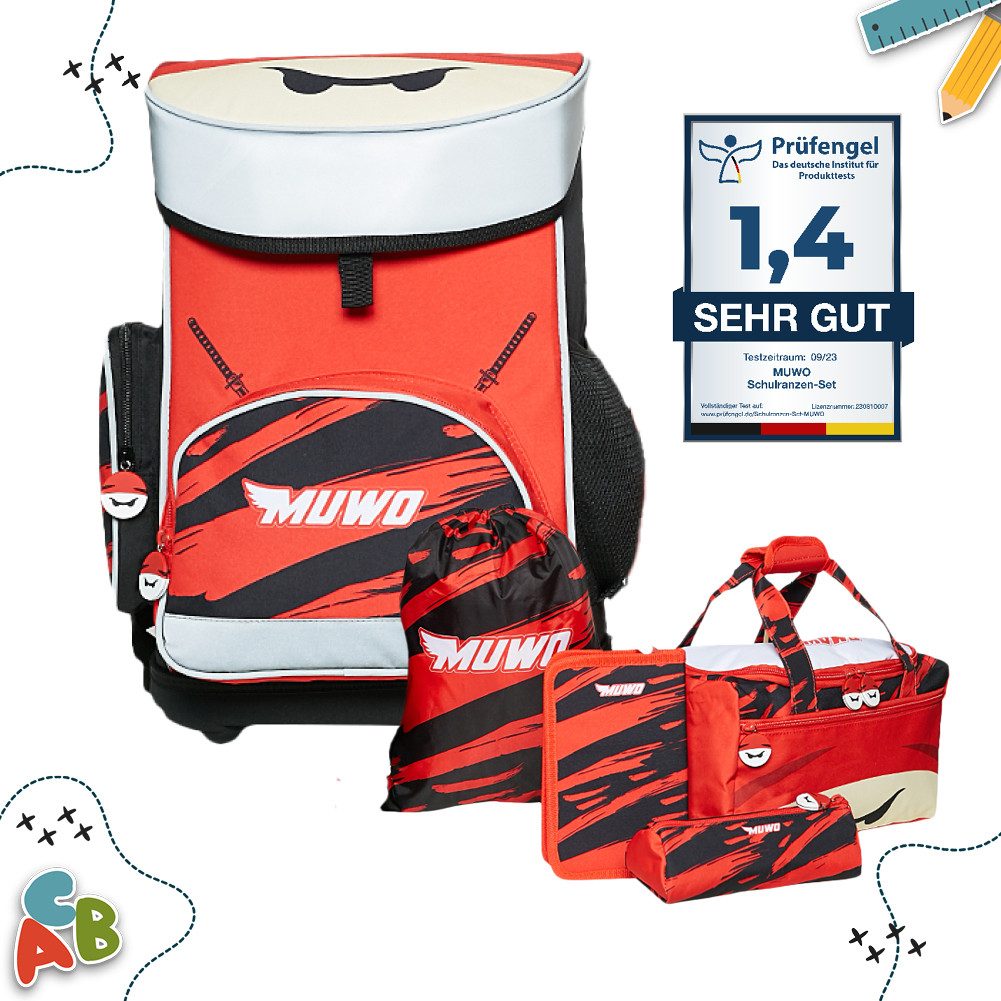 MUWO Schulranzen Kinder Schulranzen Set 5-tlg. verschiedene Motive