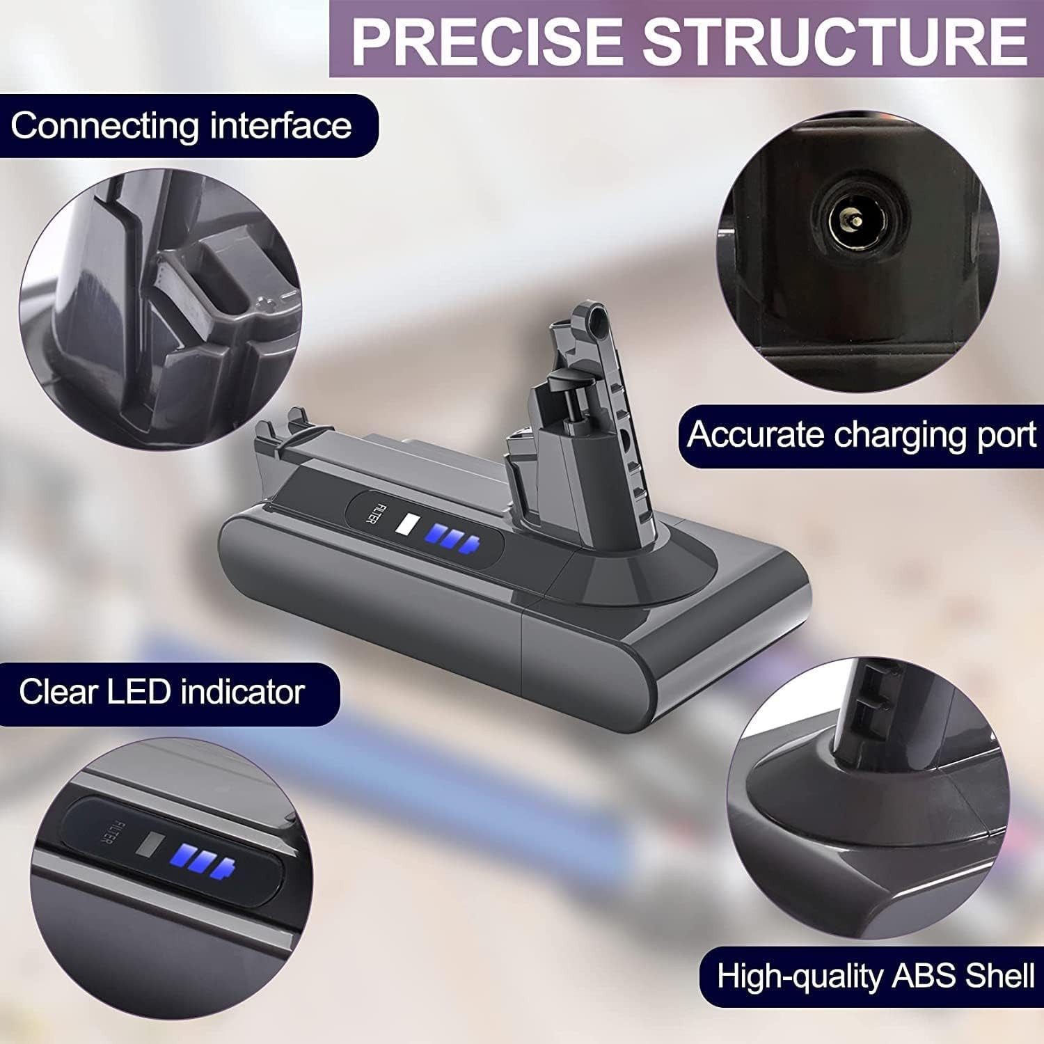 Athlix Akku für Dyson V10 SV12 6000mAh Ersatzakku Cyclone Animal Absolute Staubsauger-Akku 6000 mAh, auch für V10 Fluffy Motorhead Total Clean