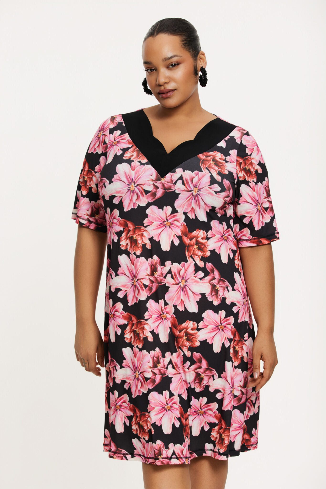 YOEK A-Linien-Kleid Damen Kleid mit Druck mit kurzen Ärmeln