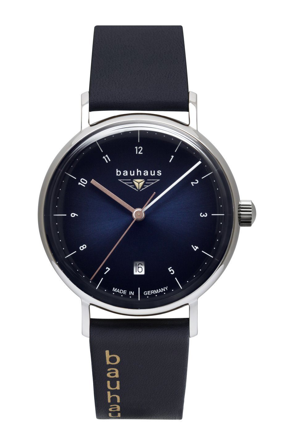 bauhaus Quarzuhr Lady Damenuhr mit Datum, Made in Germany, 2141-3, elegante Armbanduhr für Damen, 36 mm