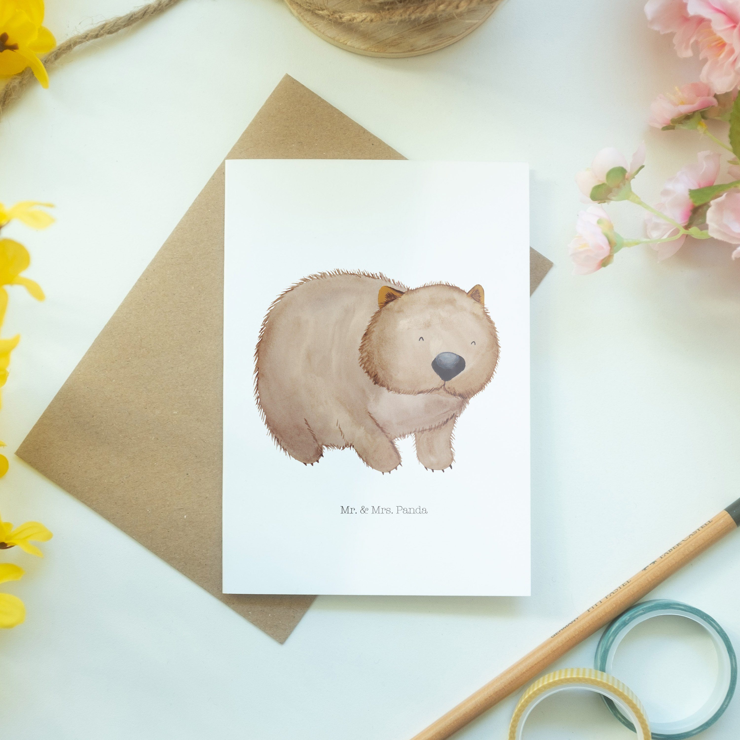 Panda Wombat Mrs. Geschenk, & Weiß Spruch, Glückwunschkarte, Geburtstag Karte, - - Mr. Grußkarte
