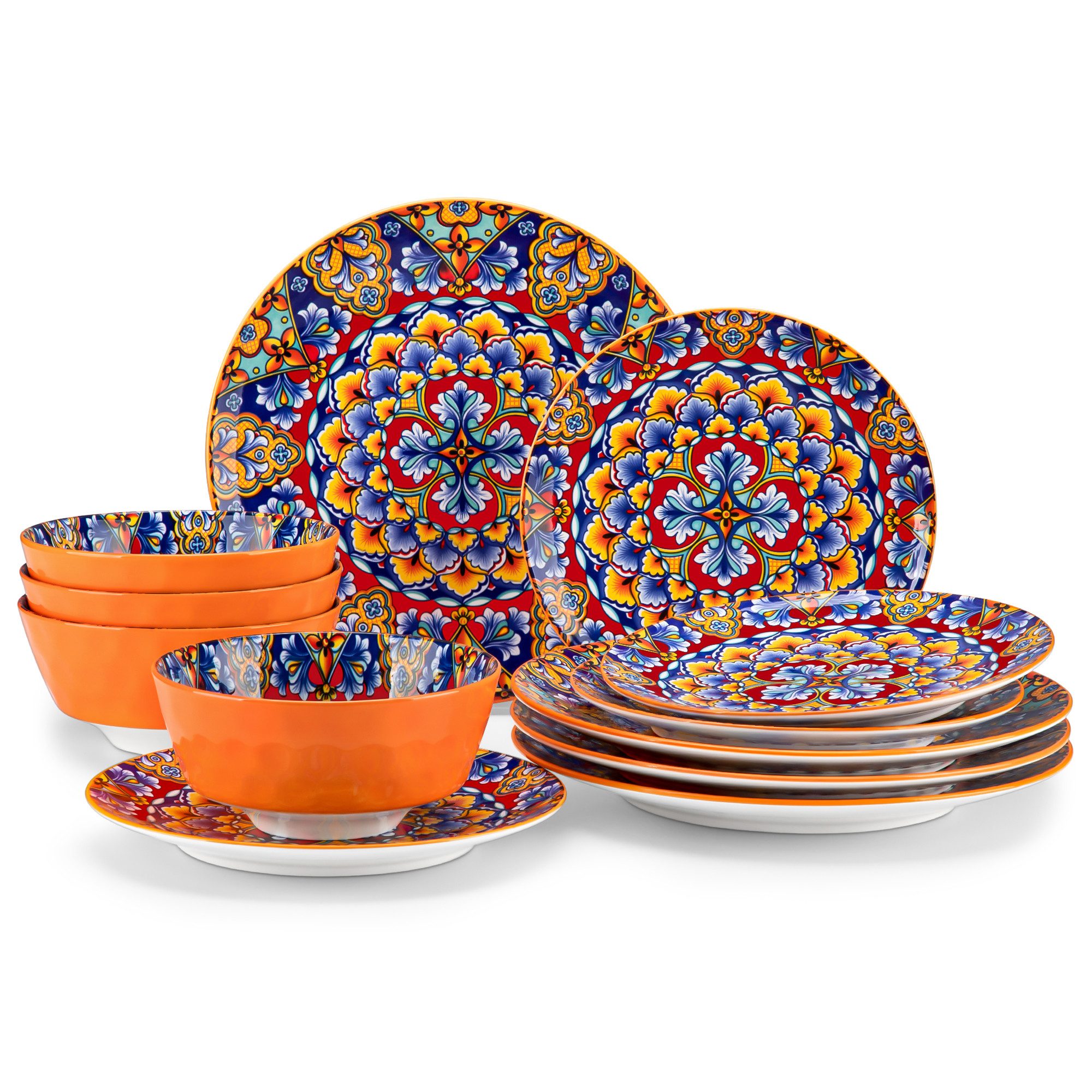 vancasso Geschirr-Set Tafelservice für 4/6 Personen, Porzellan, BOHO-Stil (12-tlg), 4 Personen, Porzellan