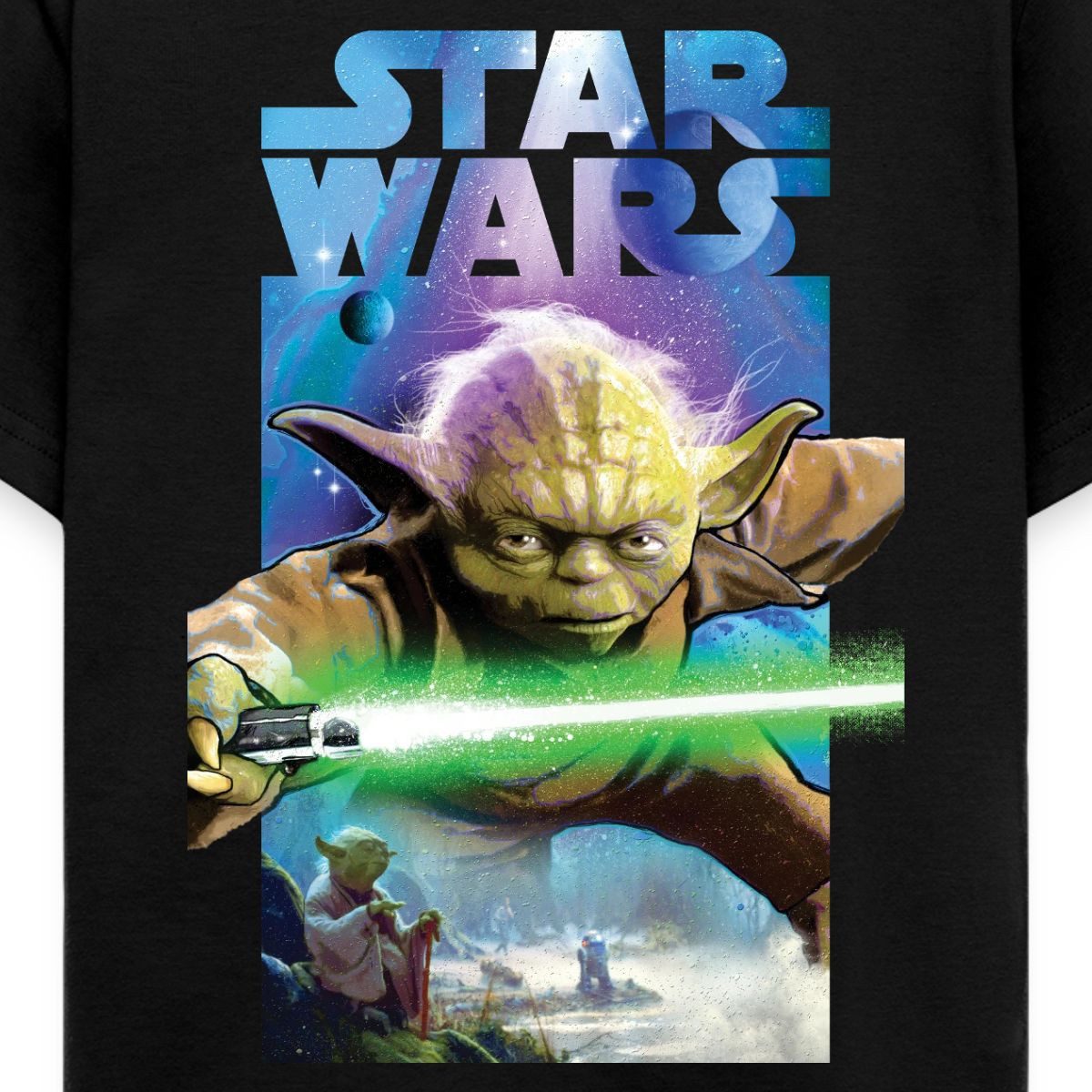T-Shirt Star Wars Meister Yoda Und Grünes Lichtschwert Teenager T-Shirt