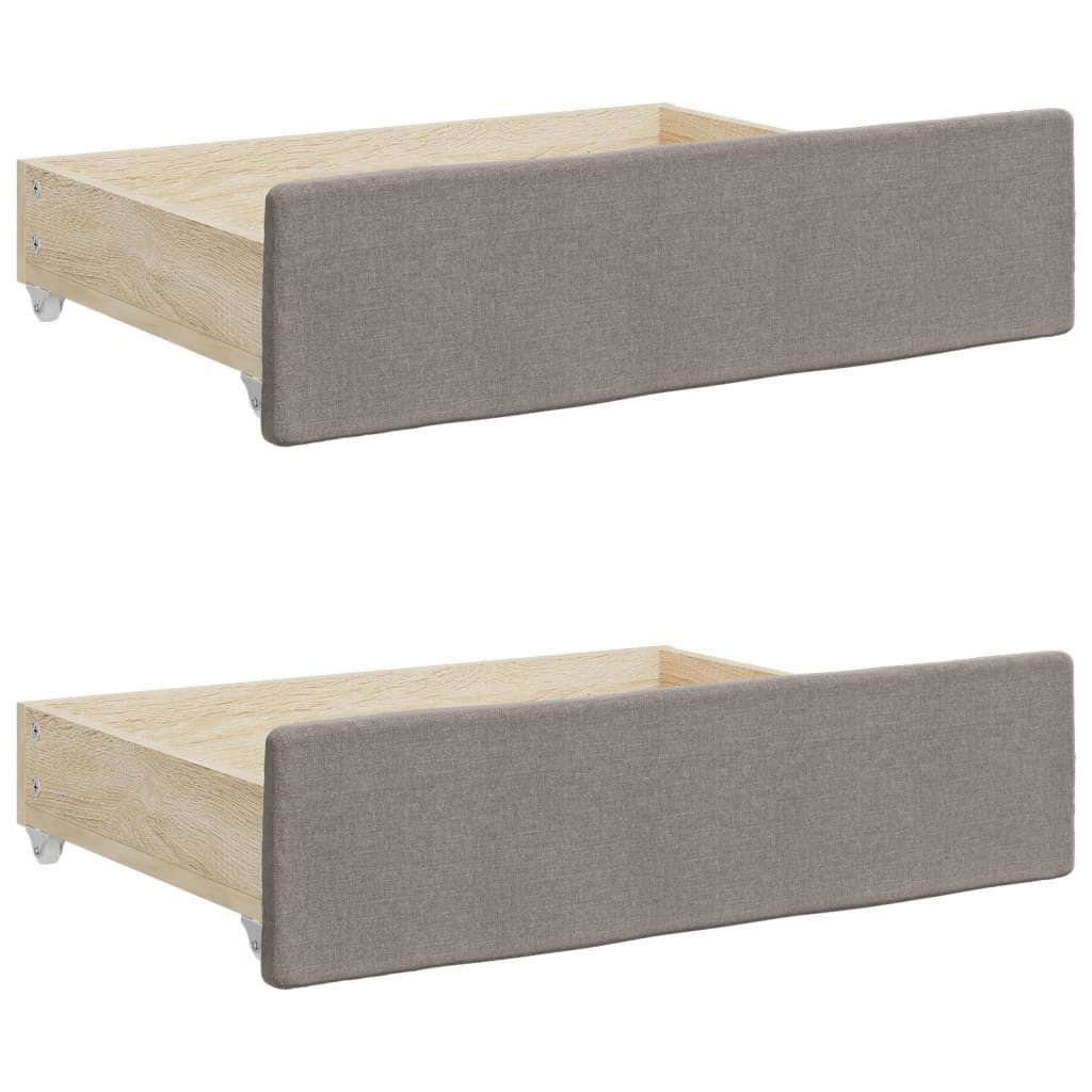 vidaXL Bettschubkasten, Bettschubladen 2 Stk. Taupe Holzwerkstoff und Stoff