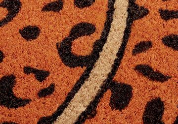 Fußmatte Kokos Leo Pumpkin, HANSE Home, rechteckig, Höhe: 15 mm, Kokos, Schmutzfangmatte, Outdoor, Rutschfest, Innen, Kokosmatte, Flur