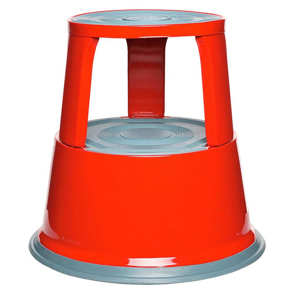 BRB-Lagertechnik Tritthocker Rollhocker aus Stahlblech, 3 Lenkrollen, Höhe 430 mm