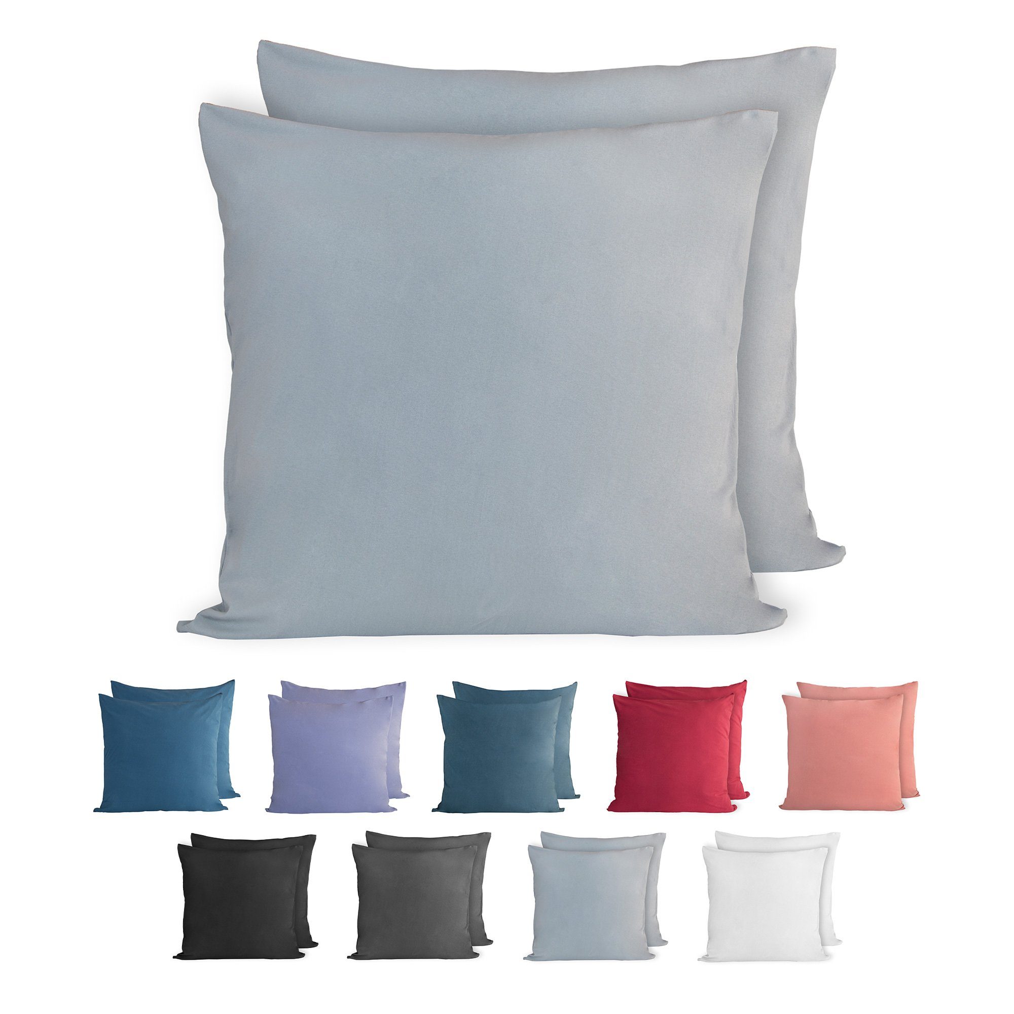 Komfortec Kissenbezug 100% Baumwolle, 150 g/m², (2 Stück), 60 x 60 cm, Kiss günstig online kaufen