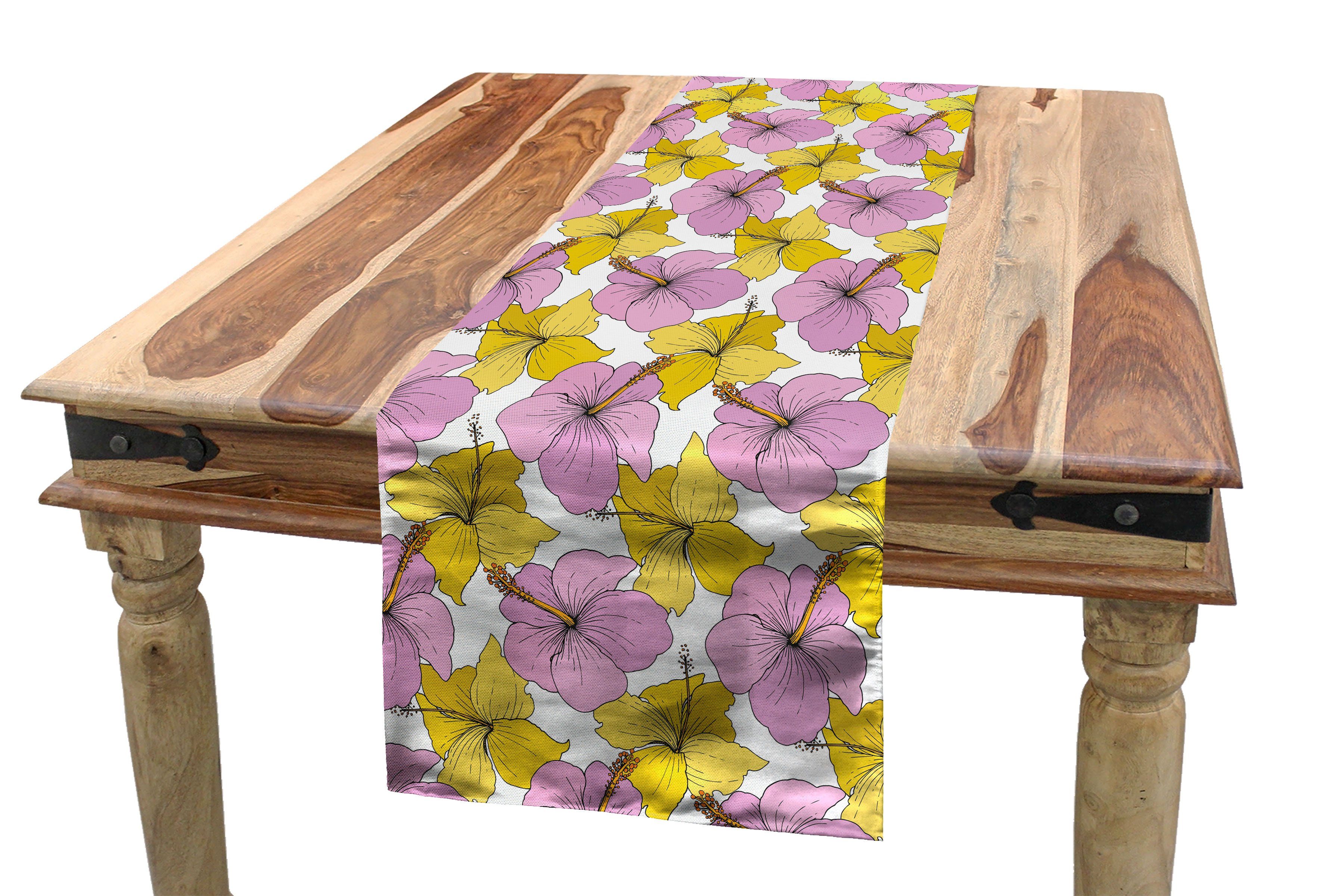 Abakuhaus Tischläufer Esszimmer Küche Rechteckiger Dekorativer Tischläufer, Hibiskus Bicolor Wilde Tropic Flora