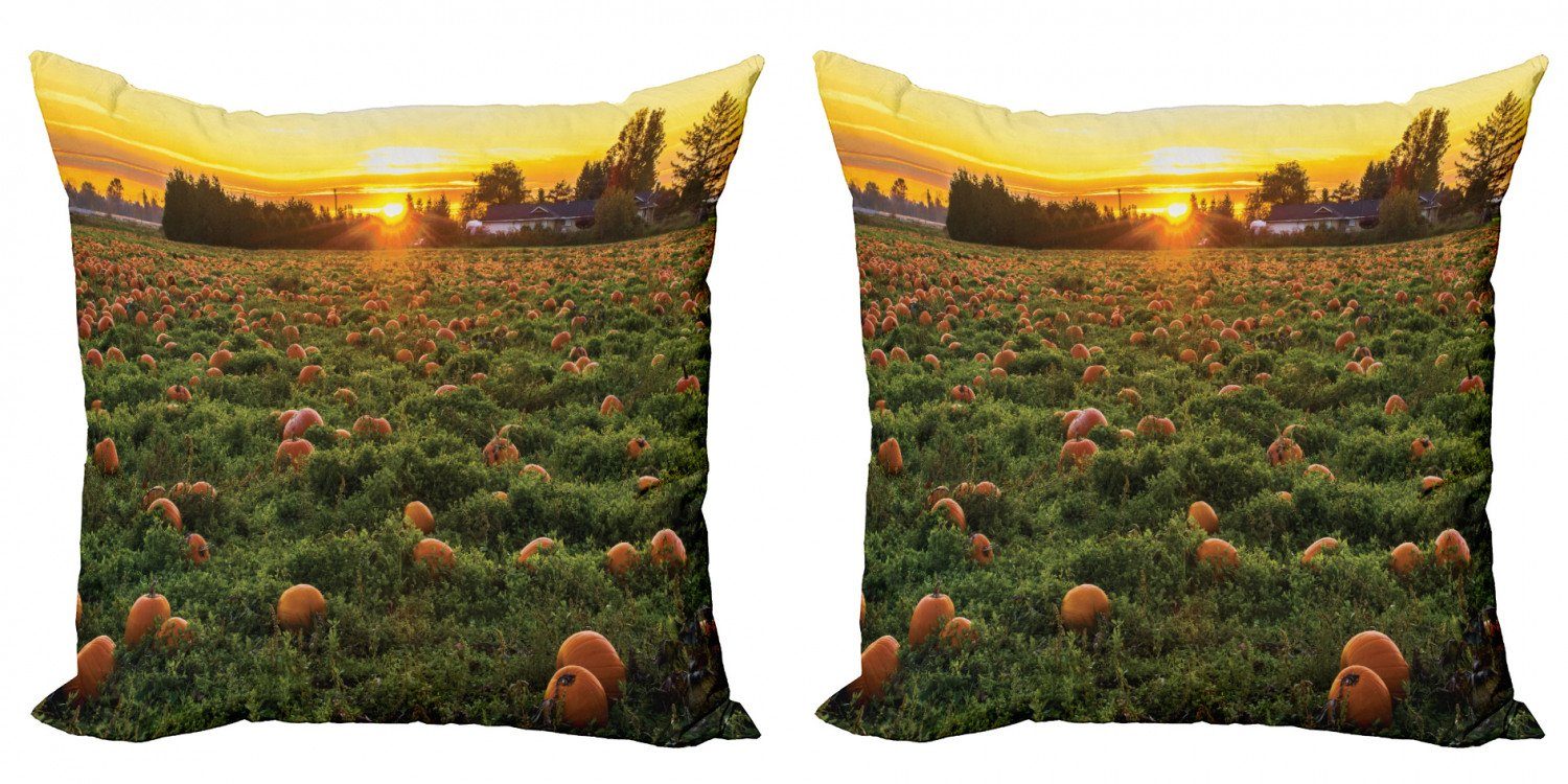Kissenbezüge Modern Accent Doppelseitiger Digitaldruck, Abakuhaus (2 Stück), Herbst-Kürbis Fall-Flecken bei Sonnenuntergang