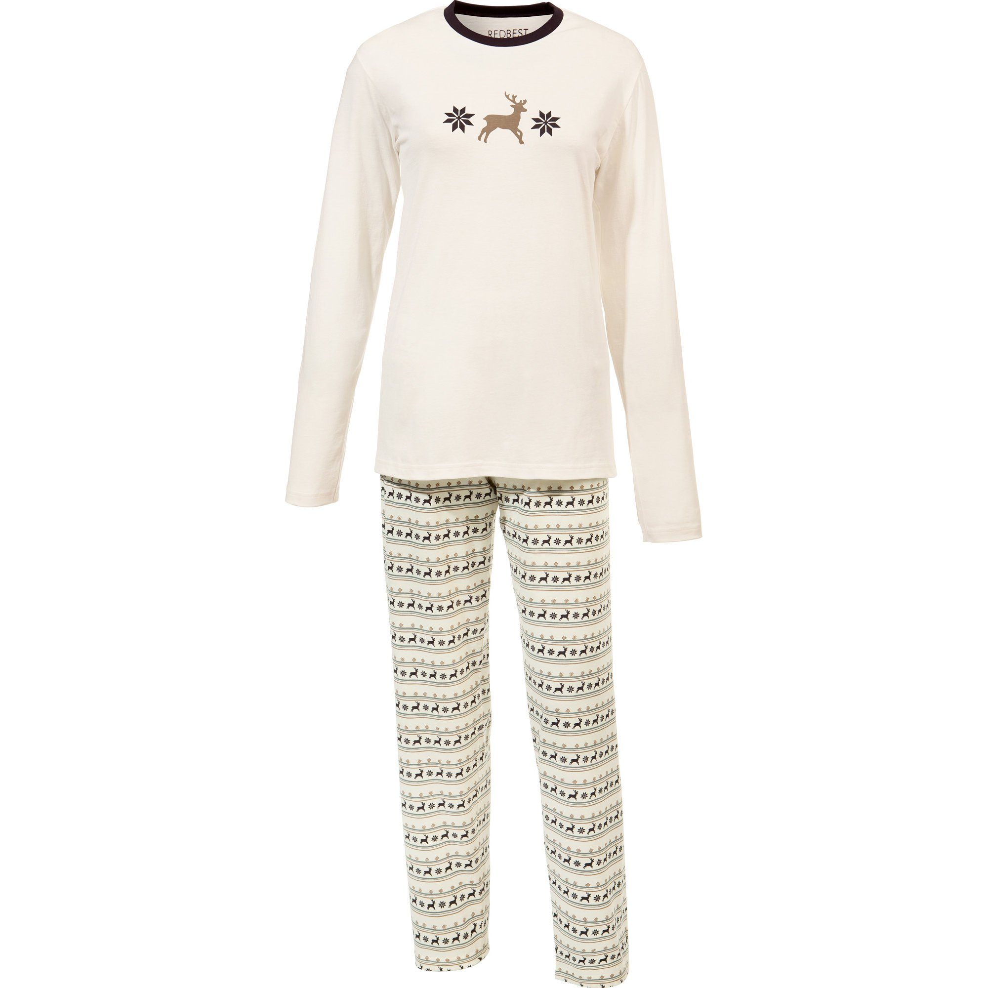 Pyjama Single-Jersey REDBEST Damen-Schlafanzug 2er-Pack gemustert