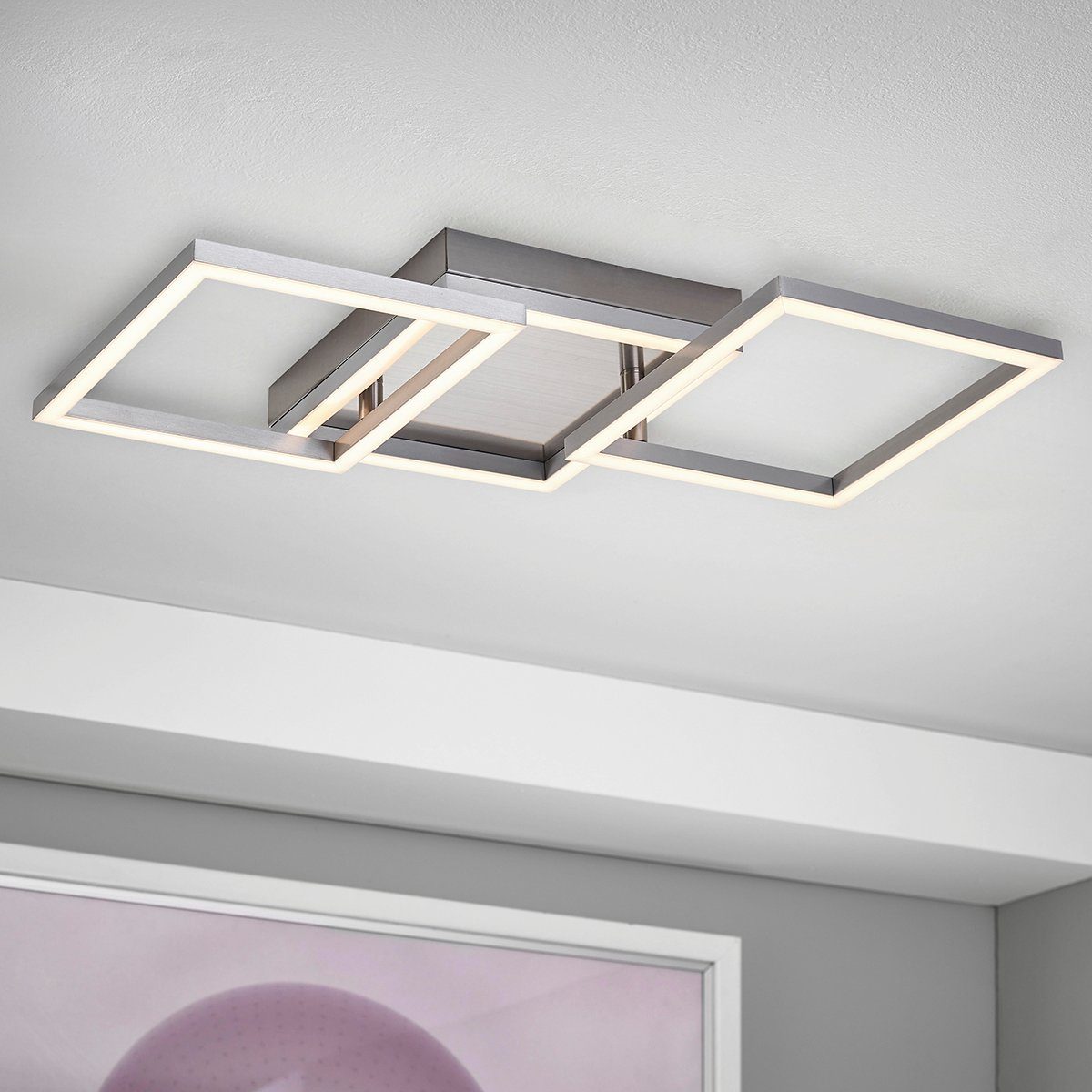 matt Deckenleuchte D119, warmweiß, Rahmen LED Deckenleuchte LED Leuchte Wand MeLiTec Deckenleuchte nickel