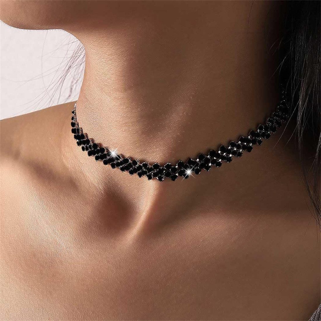 UNDOE Choker Halskette, enganliegende Halskette, Collierkettchen größenverstellbar