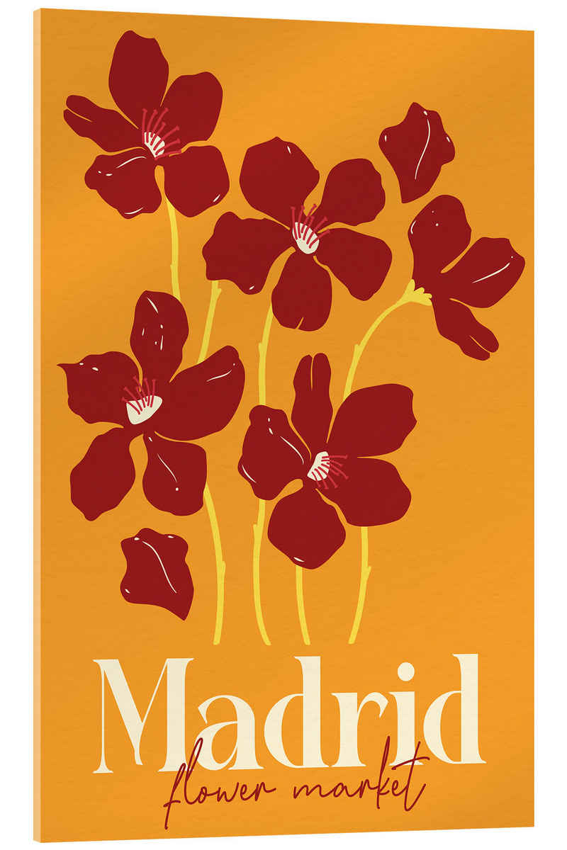 Posterlounge Acrylglasbild Pineapple Licensing, Flower Market Madrid II, Vintage Grafikdesign