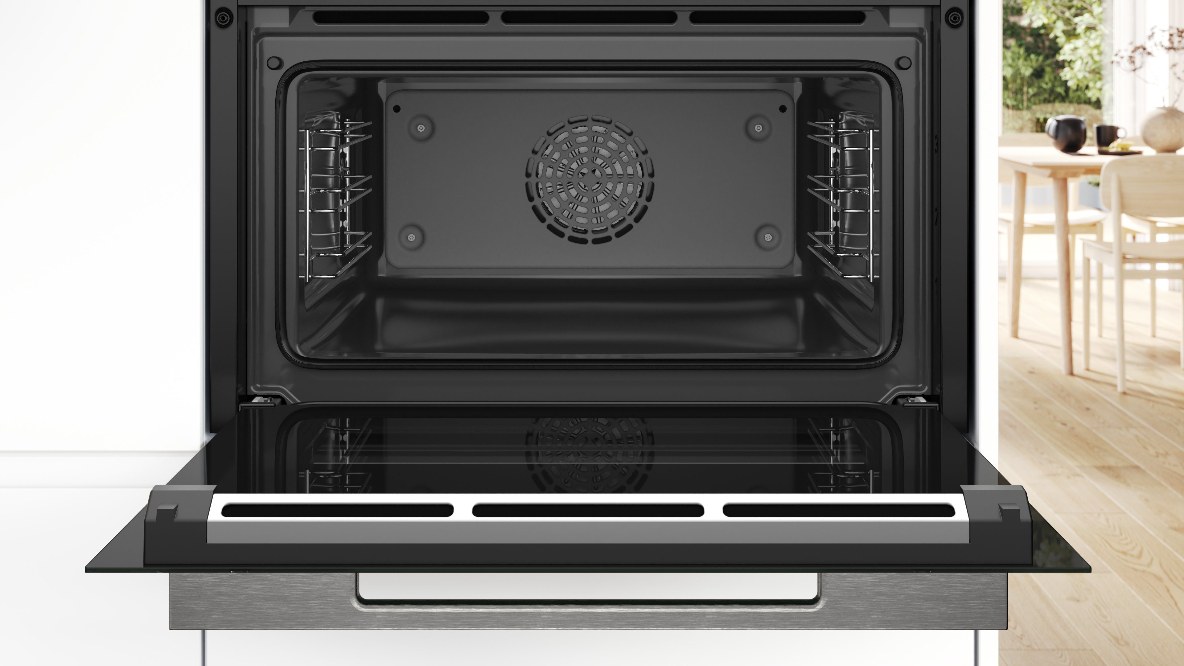 BOSCH Einbaubackofen Serie 8 CBG7341B1, mit Teleskopauszug nachrüstbar, Innovativer digitaler Bedienring & praktische Abschaltautomatik