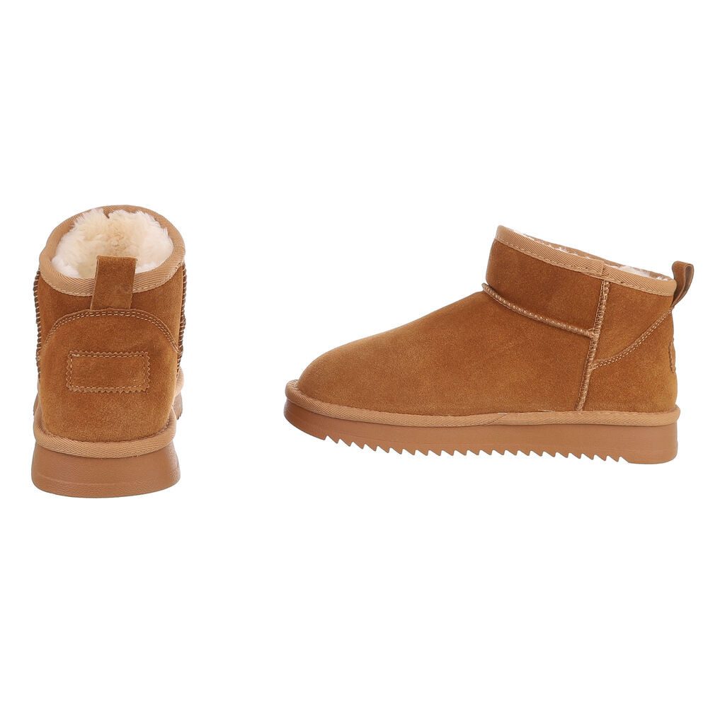 Ital-Design Damen Leder Slip-On Stiefelette mit Profilsohle Snowboots (92214534) Flach Flache Stiefeletten in Camel – Bild 5 von 5