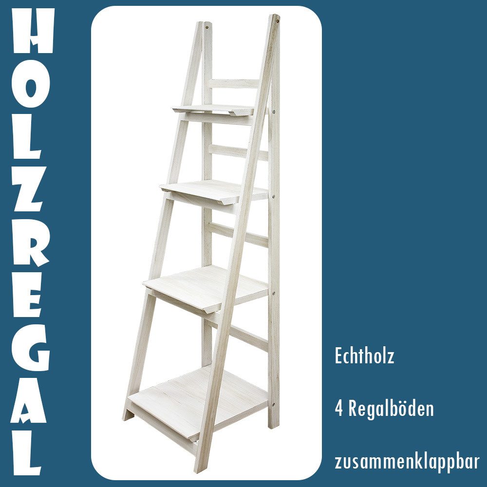 Kingpower Leiterregal Regal Bücherregal Wandregal Standregal Blumentreppe Klappbar 4 Цвета(ов)