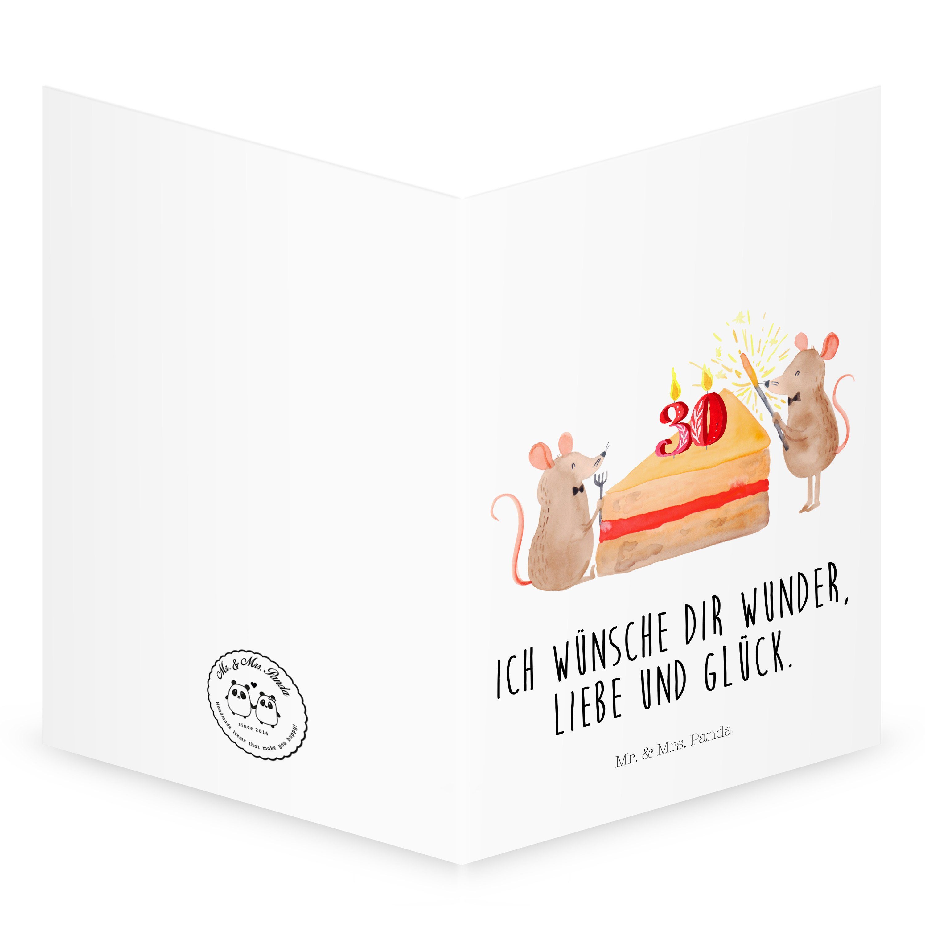 Mr. & Mrs. Panda Geschenk, Kuchen Einladungs - - Klappkarte, Weiß Geburtstagskarten 30. Geburtstag Mäuse