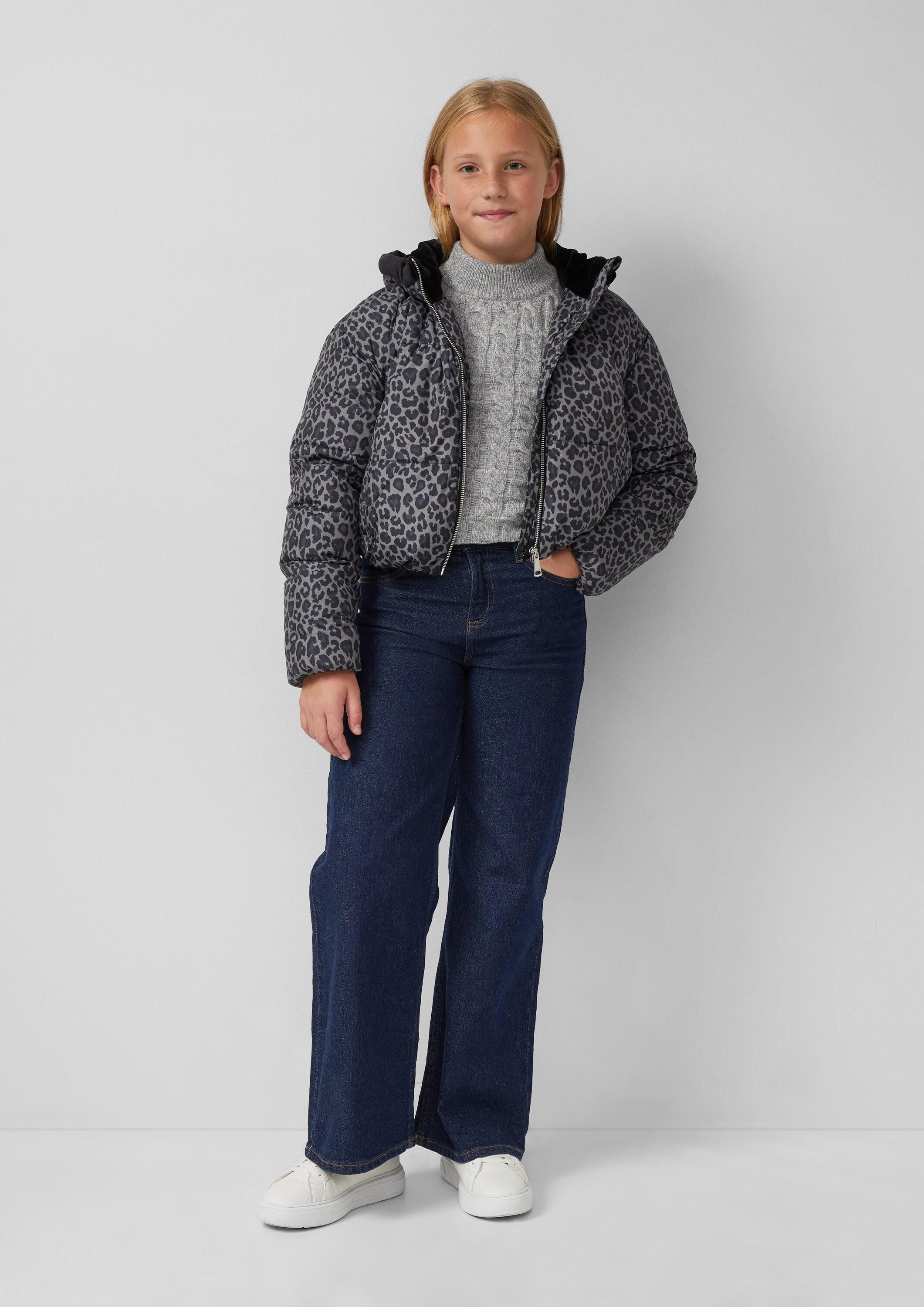 s.Oliver Funktionsjacke Outdoor-Jacke Steppjacke mit Leo-Print und samtigem Fleecefutter