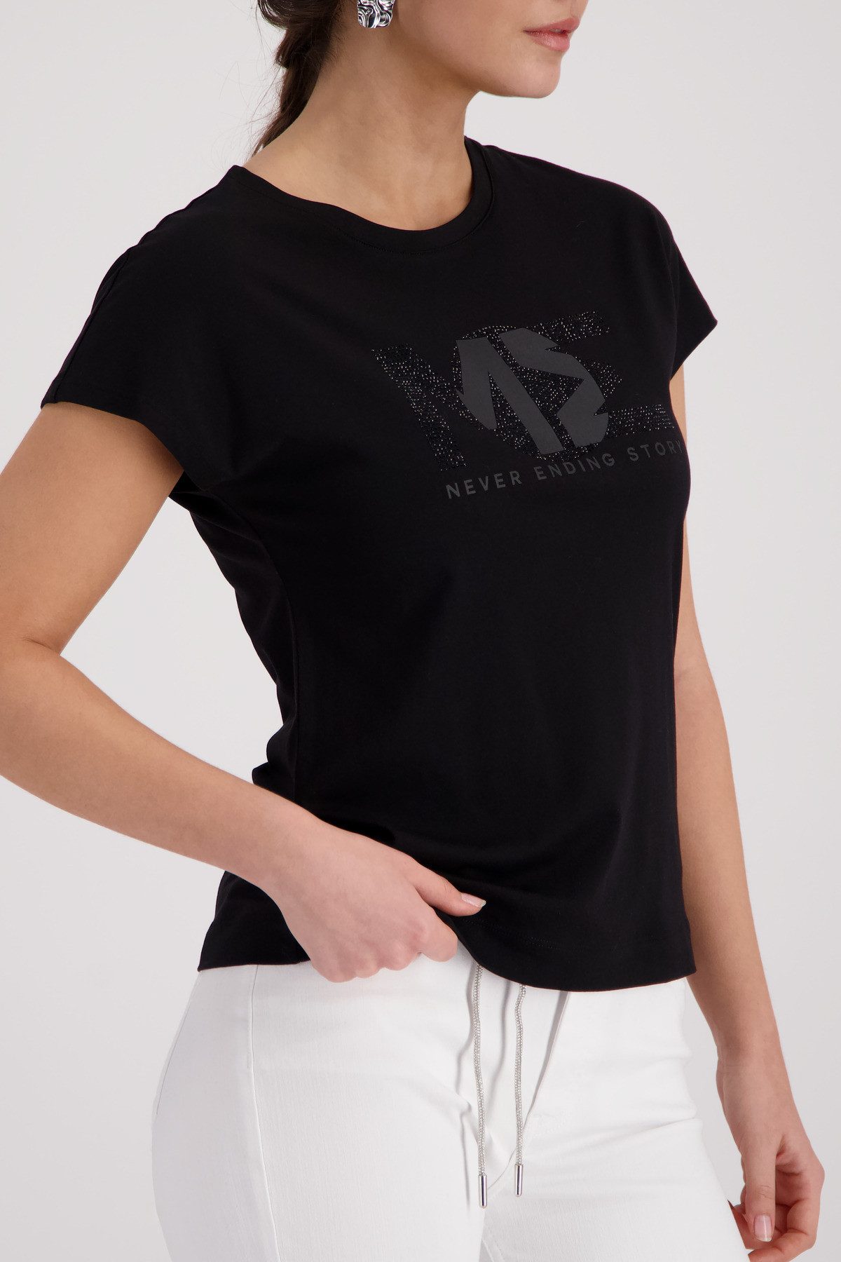 Monari T-Shirt Shirt Basic Schmuck Regular fit mit Strasssteinen