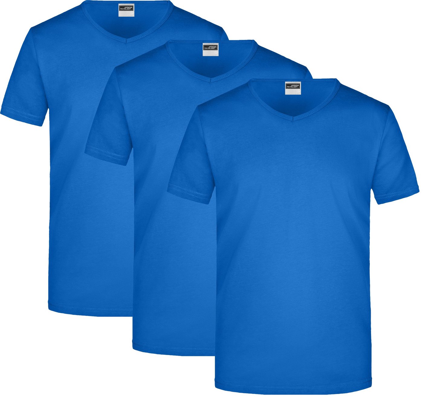 James & Nicholson T-Shirt 3er-Pack Figurbetontes Herren T-Shirt mit V-Ausschnitt JN912 (Spar-Set, 3er-Pack) Slimfit V-Shirt